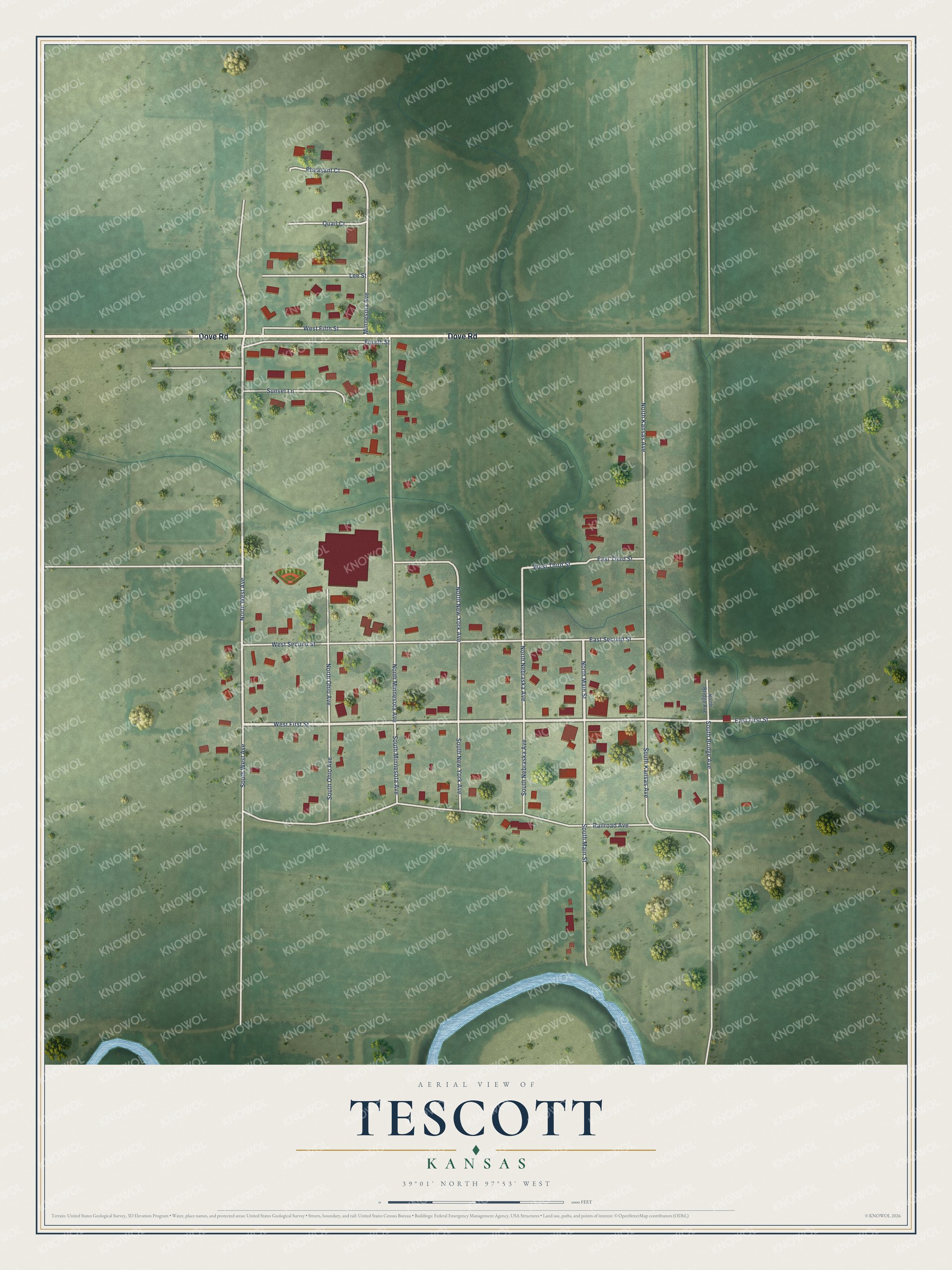 Watermarked full-map preview of Tescott, Kansas