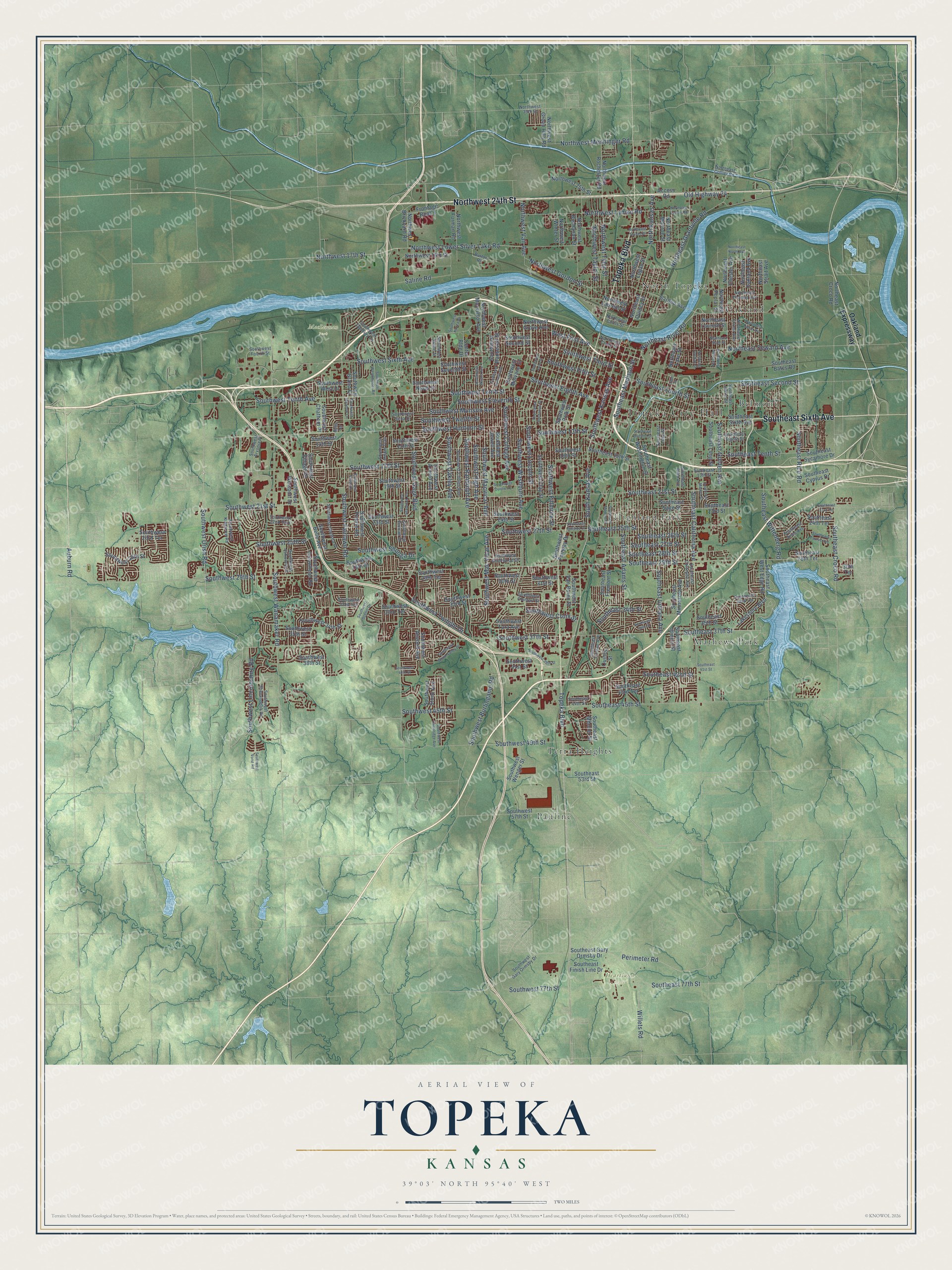 Watermarked full-map preview of Topeka, Kansas
