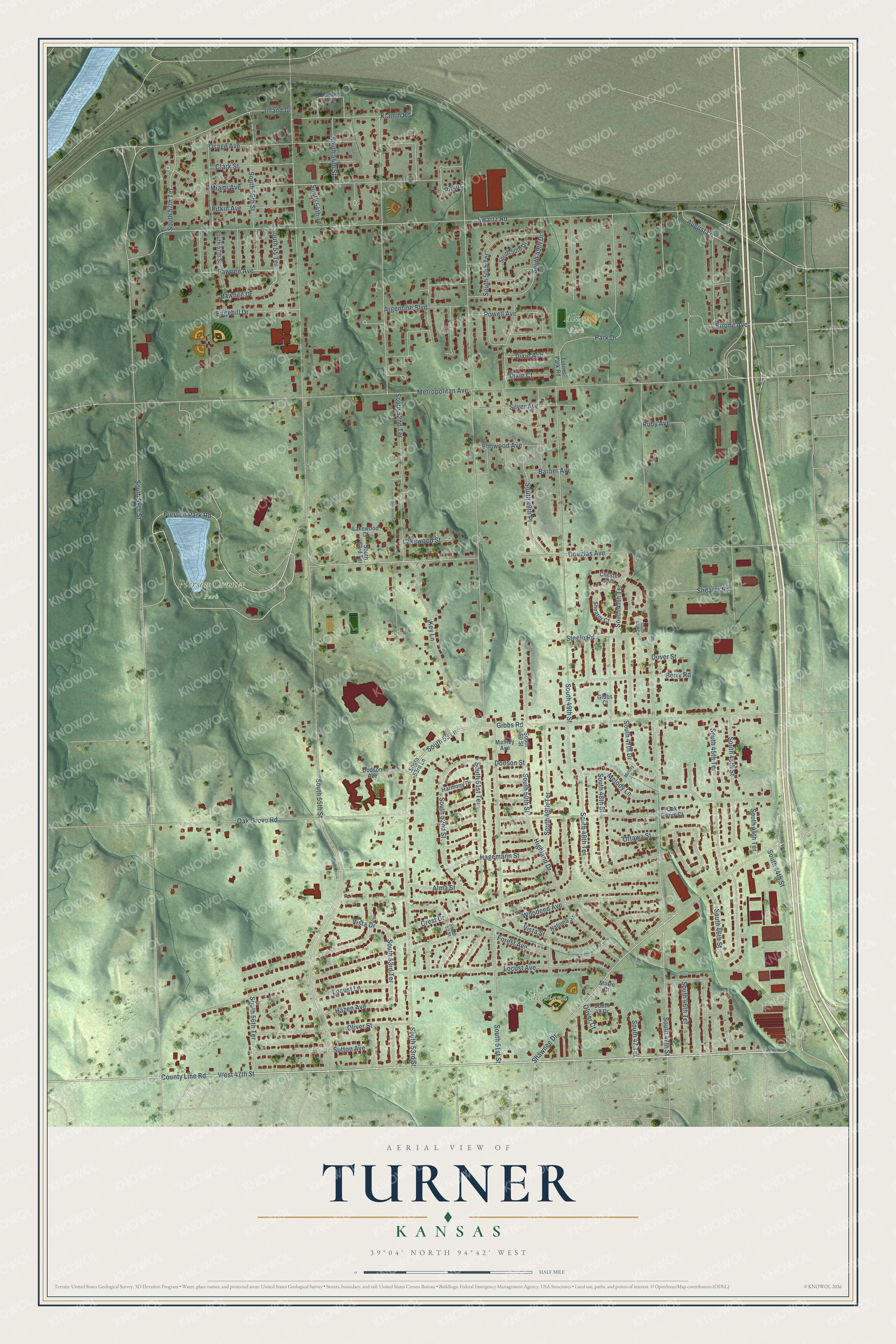 Watermarked full-map preview of Turner, Kansas