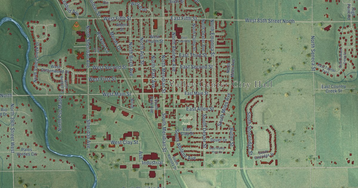 Map of Valley Center, Kansas in 2026