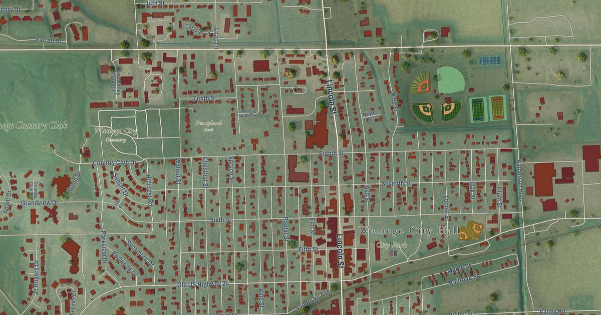 Map of Wamego, Kansas in 2026