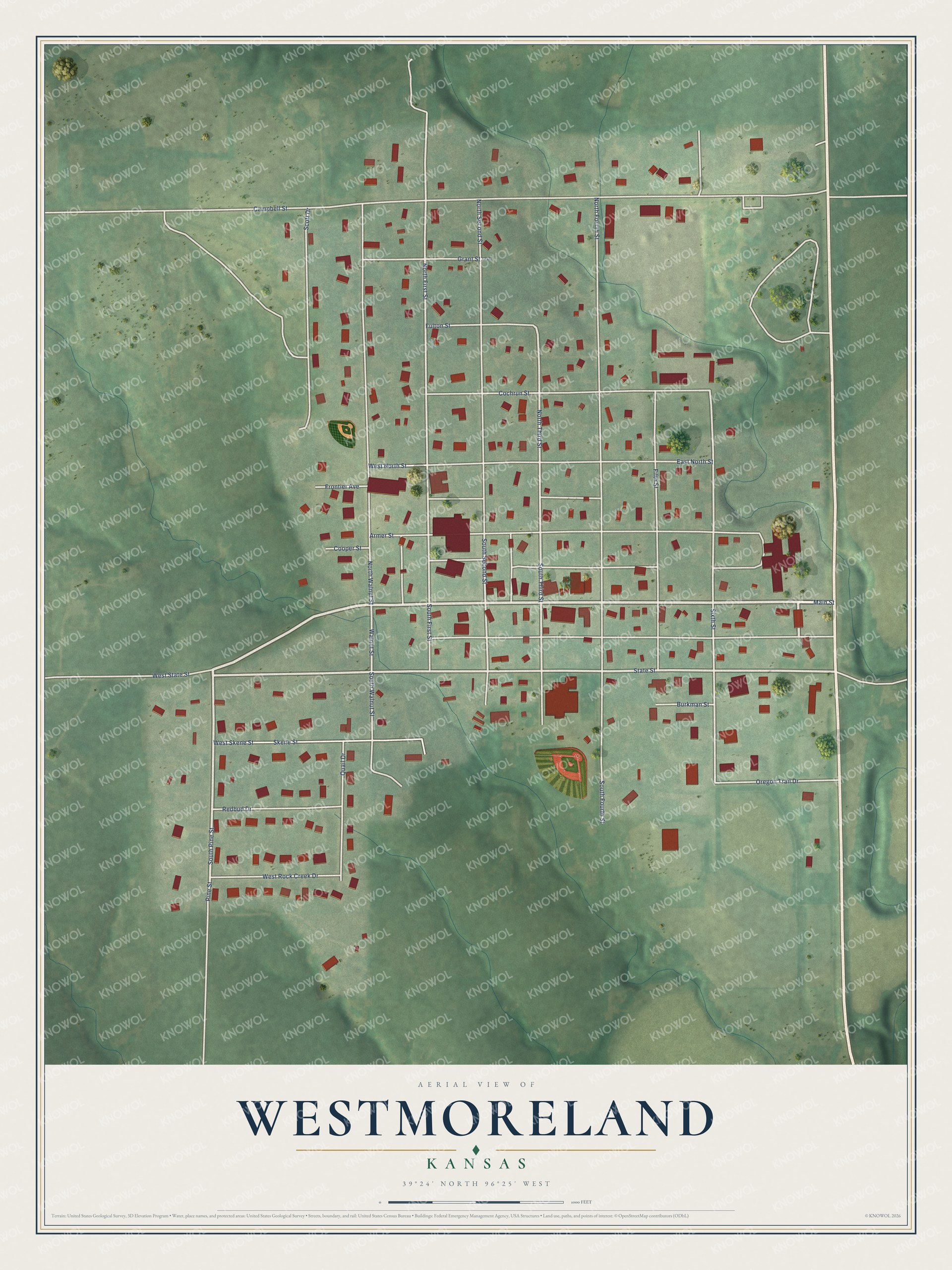 Watermarked full-map preview of Westmoreland, Kansas
