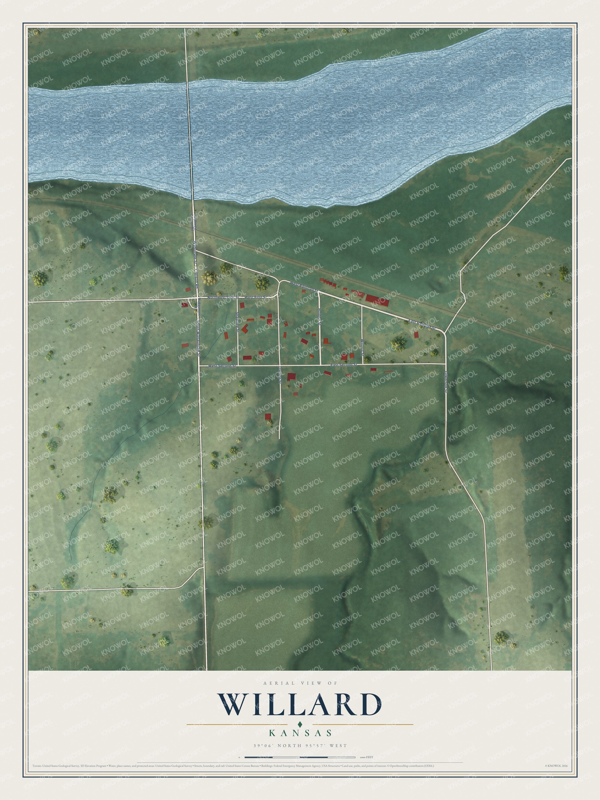 Watermarked full-map preview of Willard, Kansas