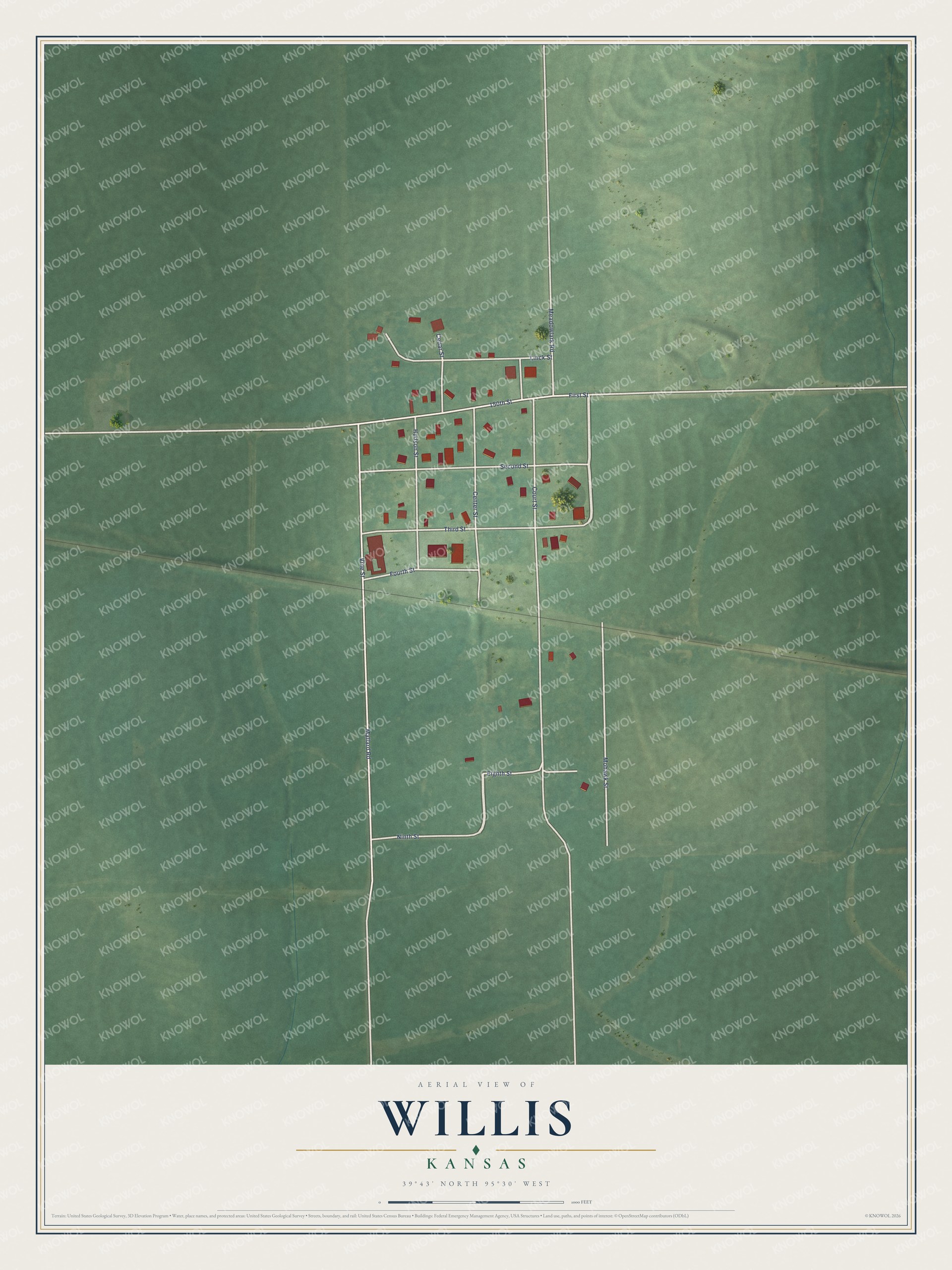 Watermarked full-map preview of Willis, Kansas