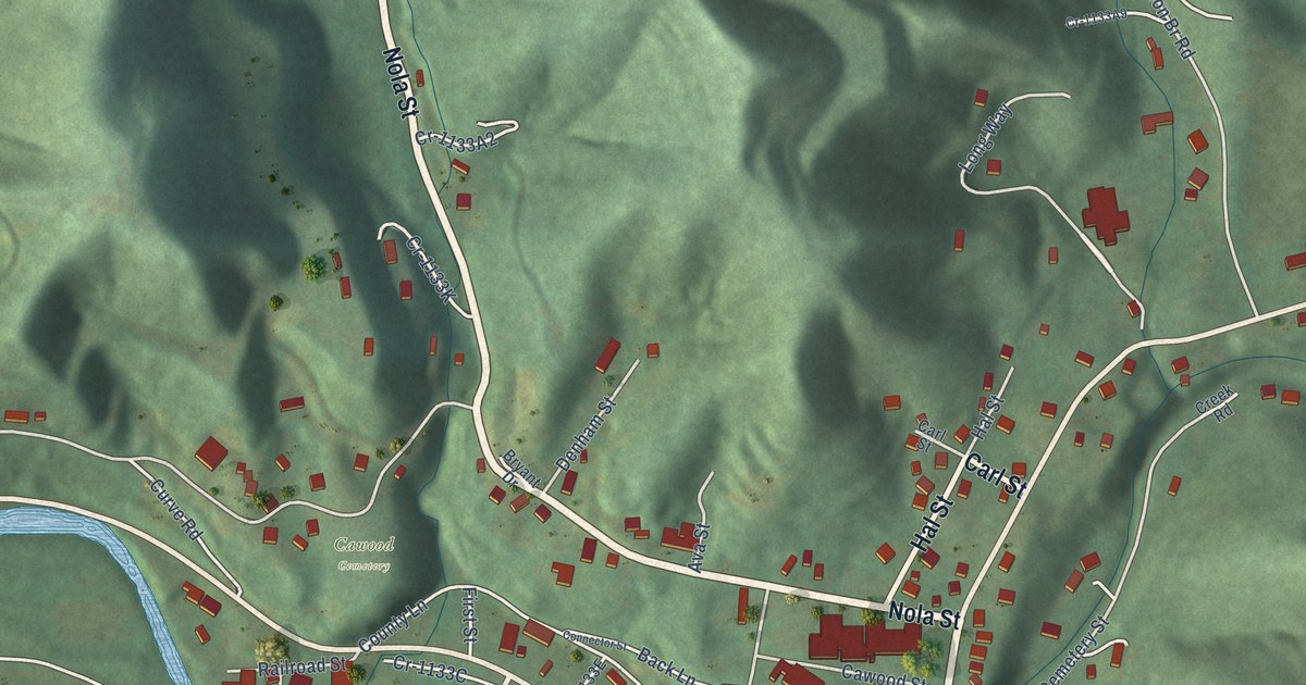 Map of Cawood, Kentucky in 2026