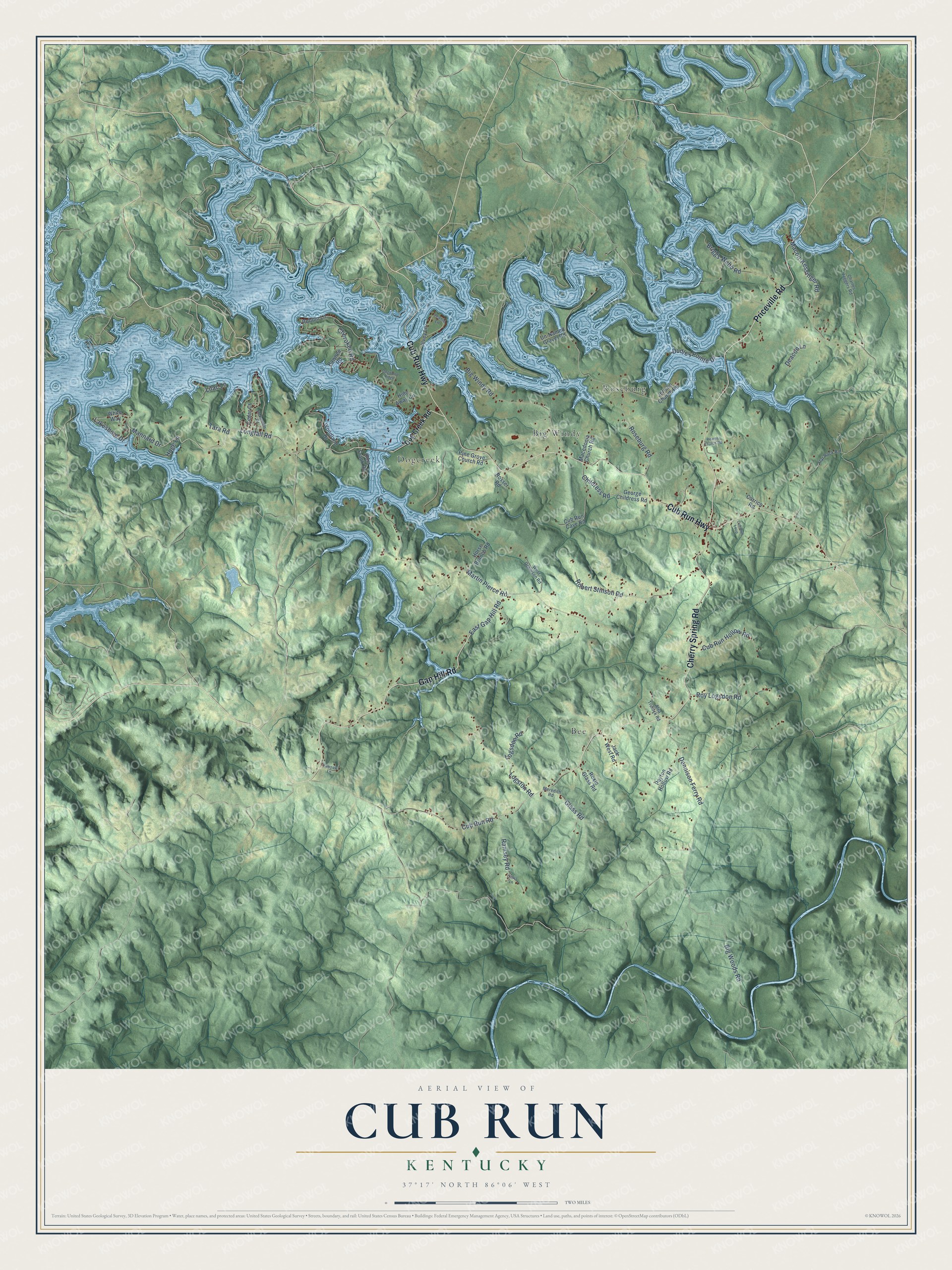 Watermarked full-map preview of Cub Run, Kentucky