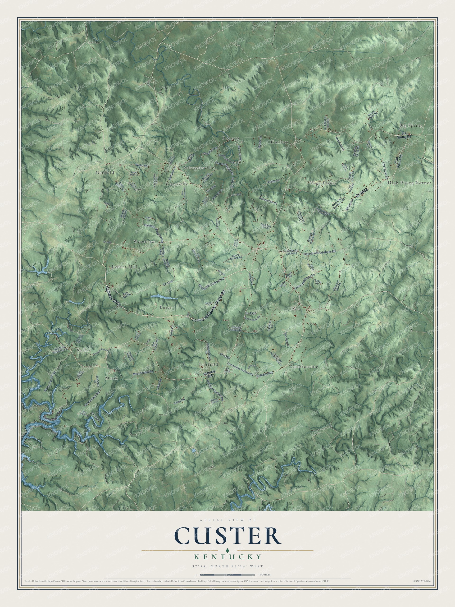 Watermarked full-map preview of Custer, Kentucky