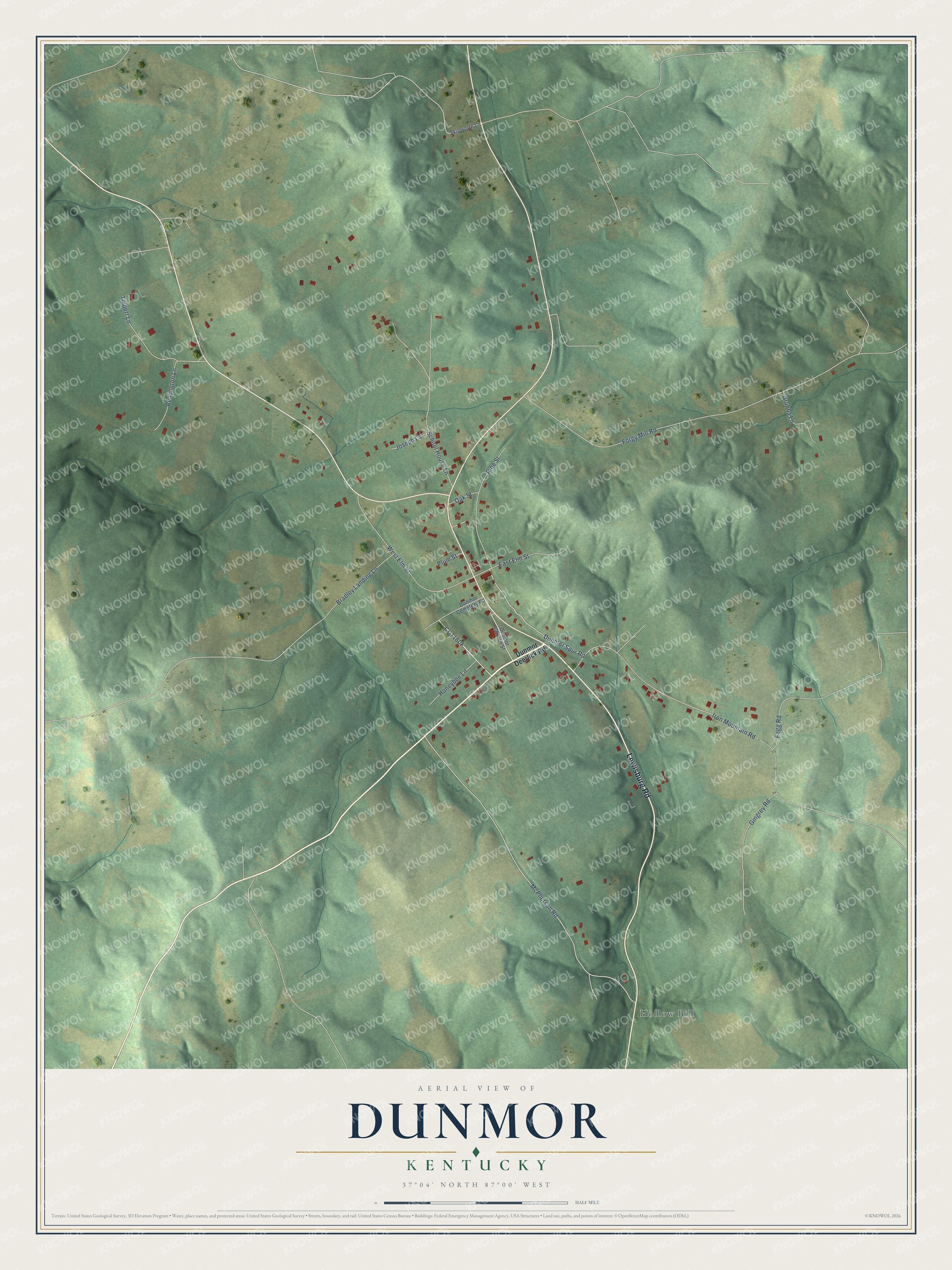 Watermarked full-map preview of Dunmor, Kentucky