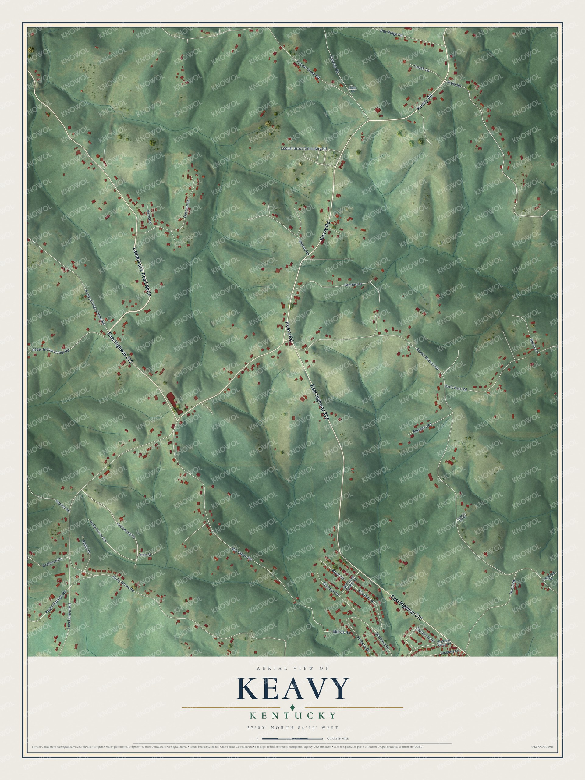 Watermarked full-map preview of Keavy, Kentucky
