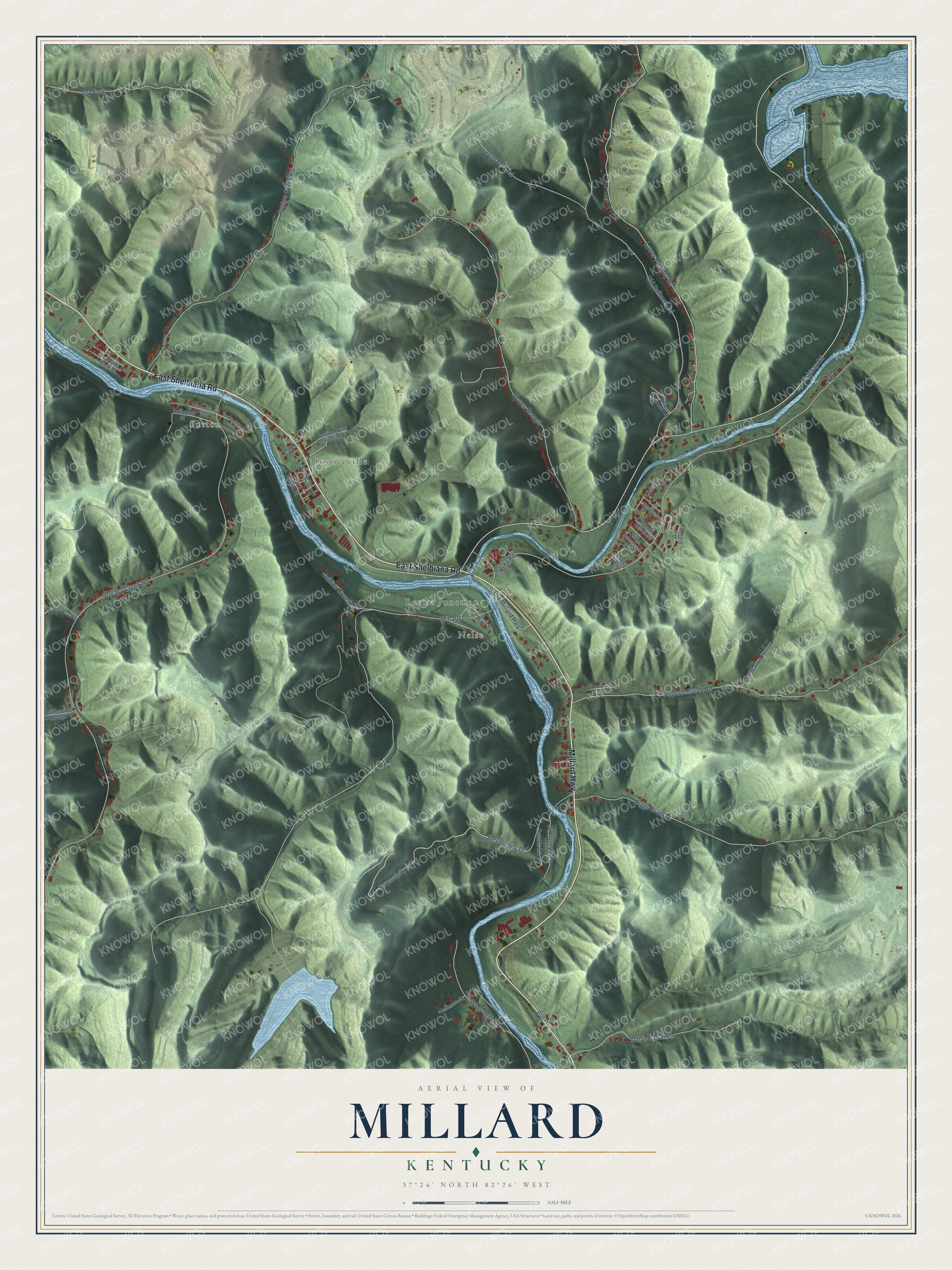Watermarked full-map preview of Millard, Kentucky