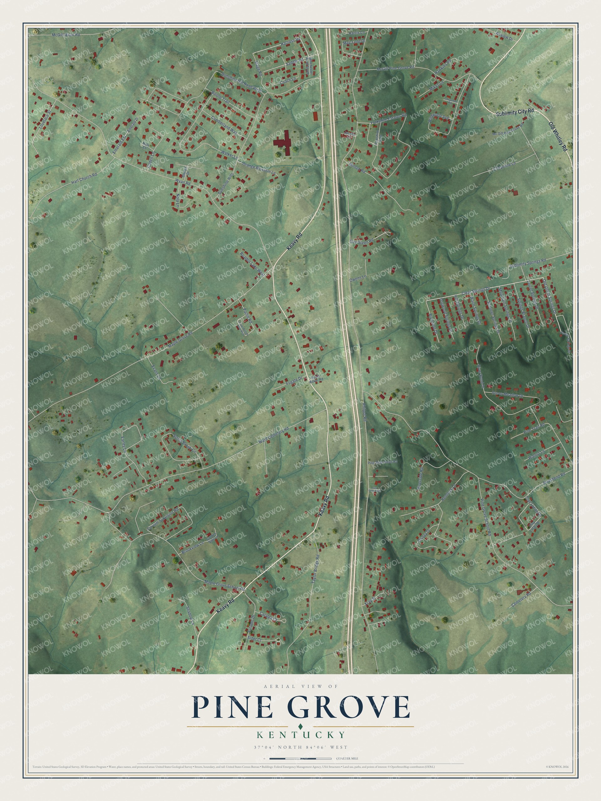 Watermarked full-map preview of Pine Grove, Kentucky