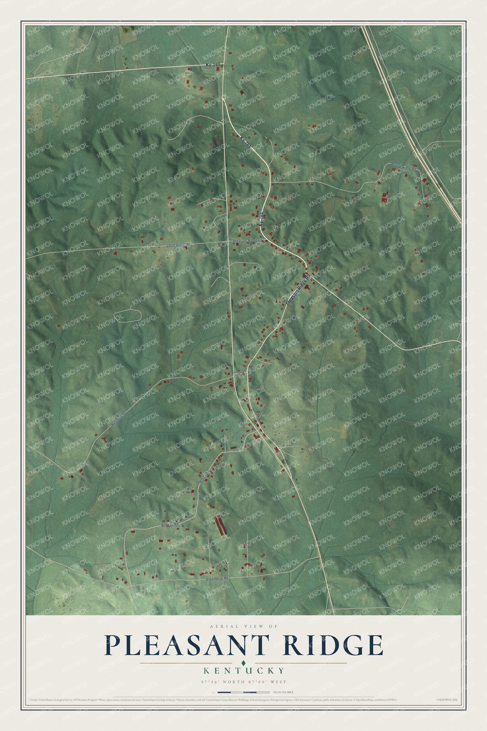Watermarked full-map preview of Pleasant Ridge, Kentucky