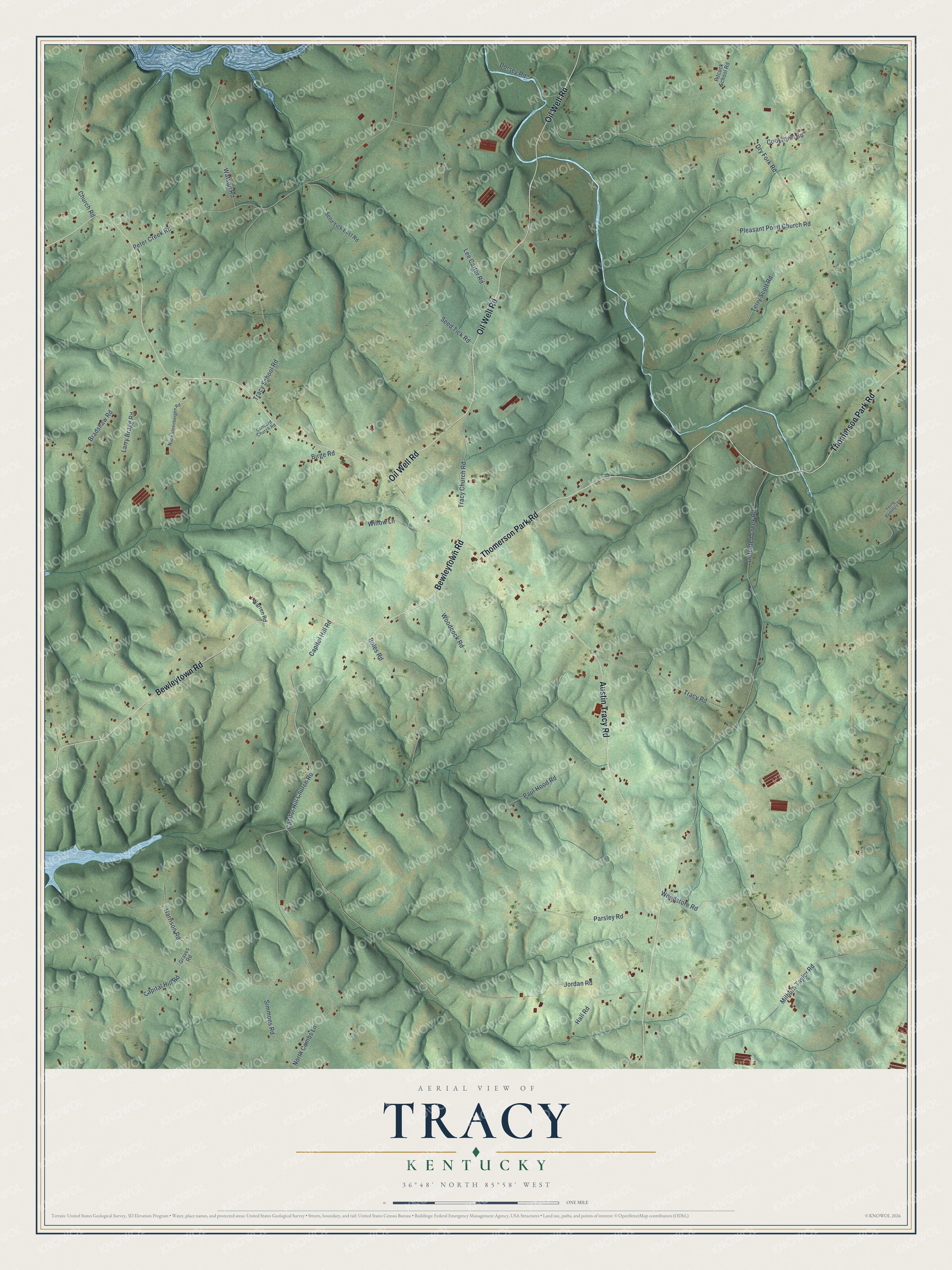 Watermarked full-map preview of Tracy, Kentucky