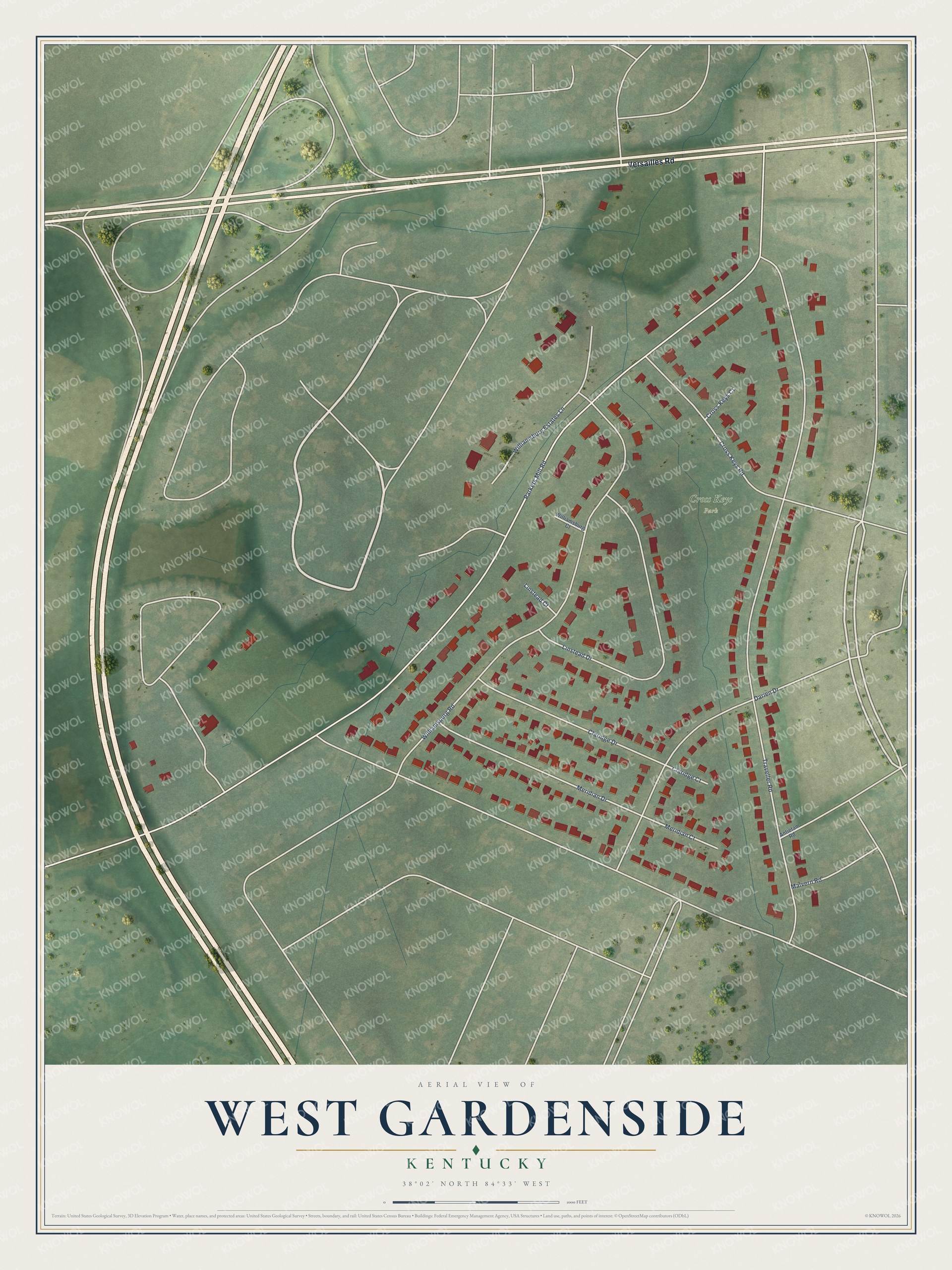 Watermarked full-map preview of West Gardenside, Kentucky