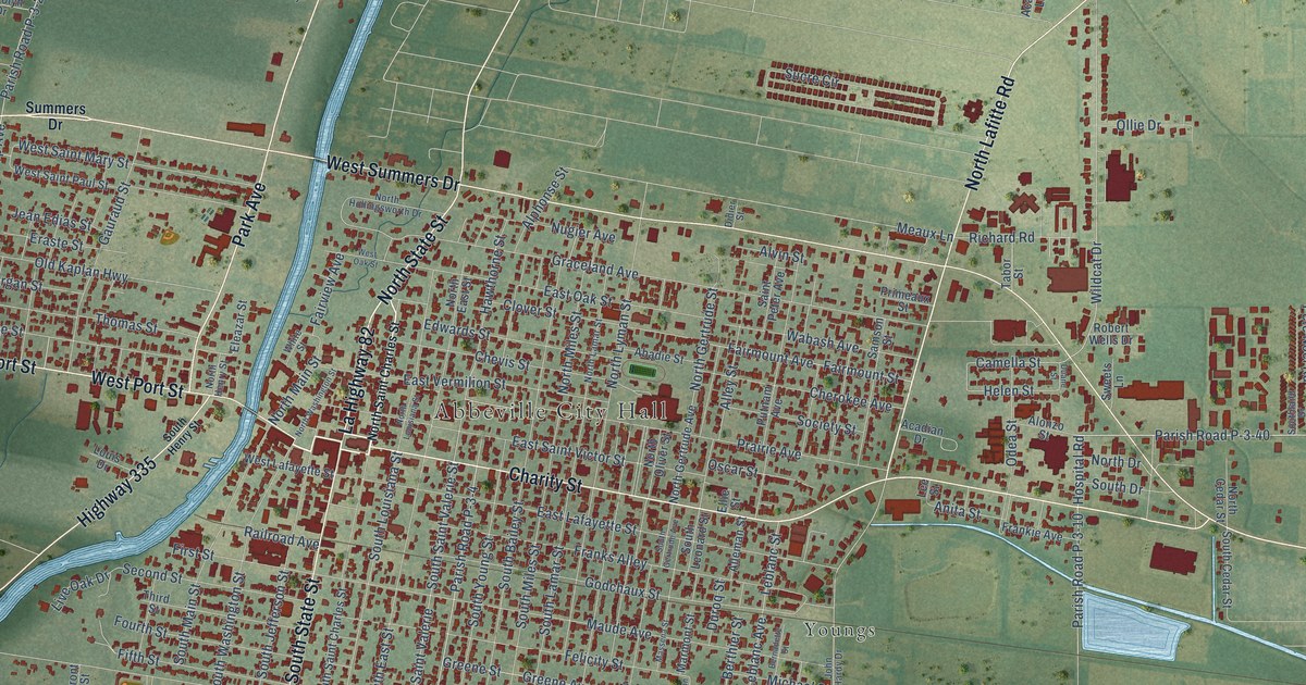 Map of Abbeville, Louisiana in 2026