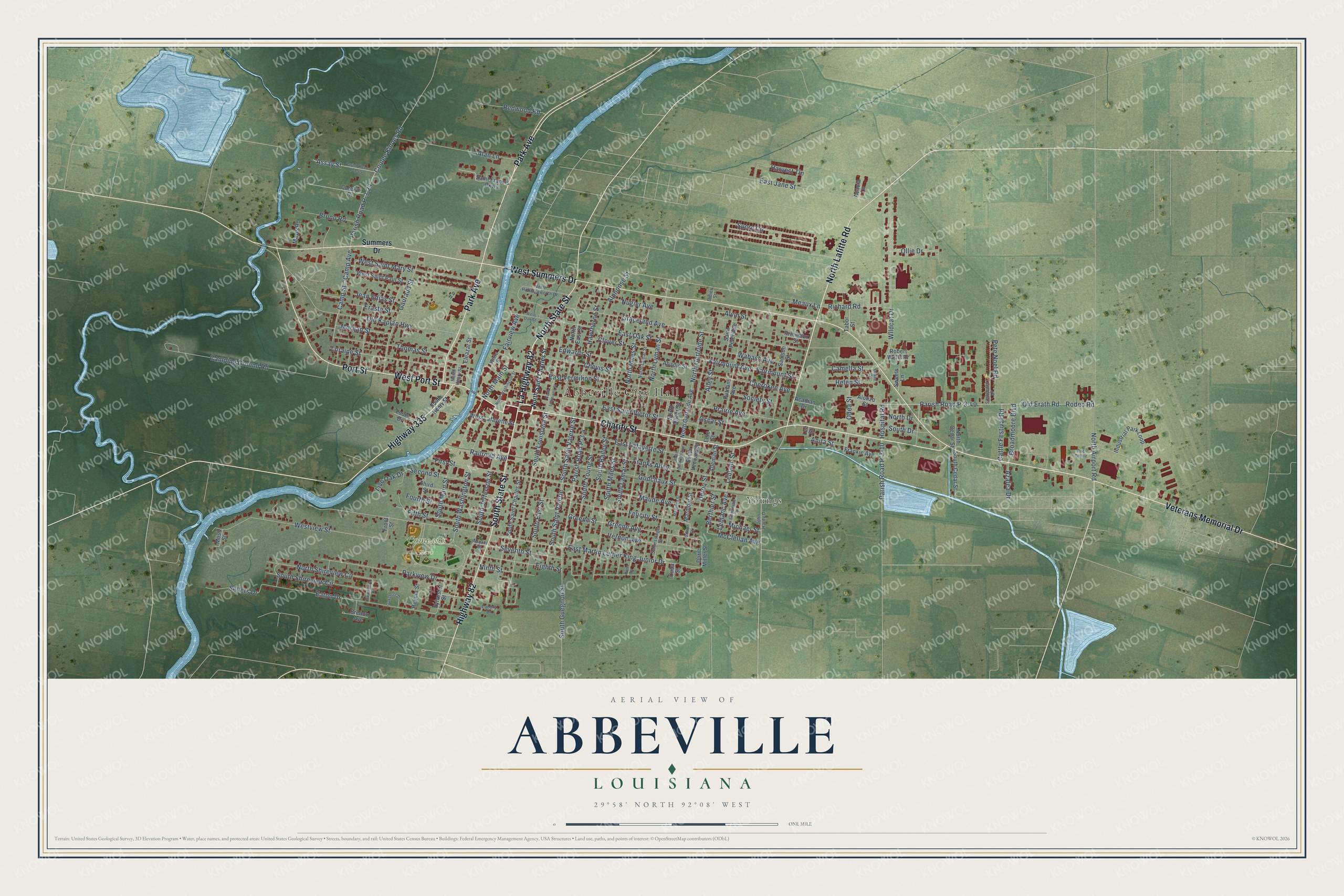 Watermarked full-map preview of Abbeville, Louisiana