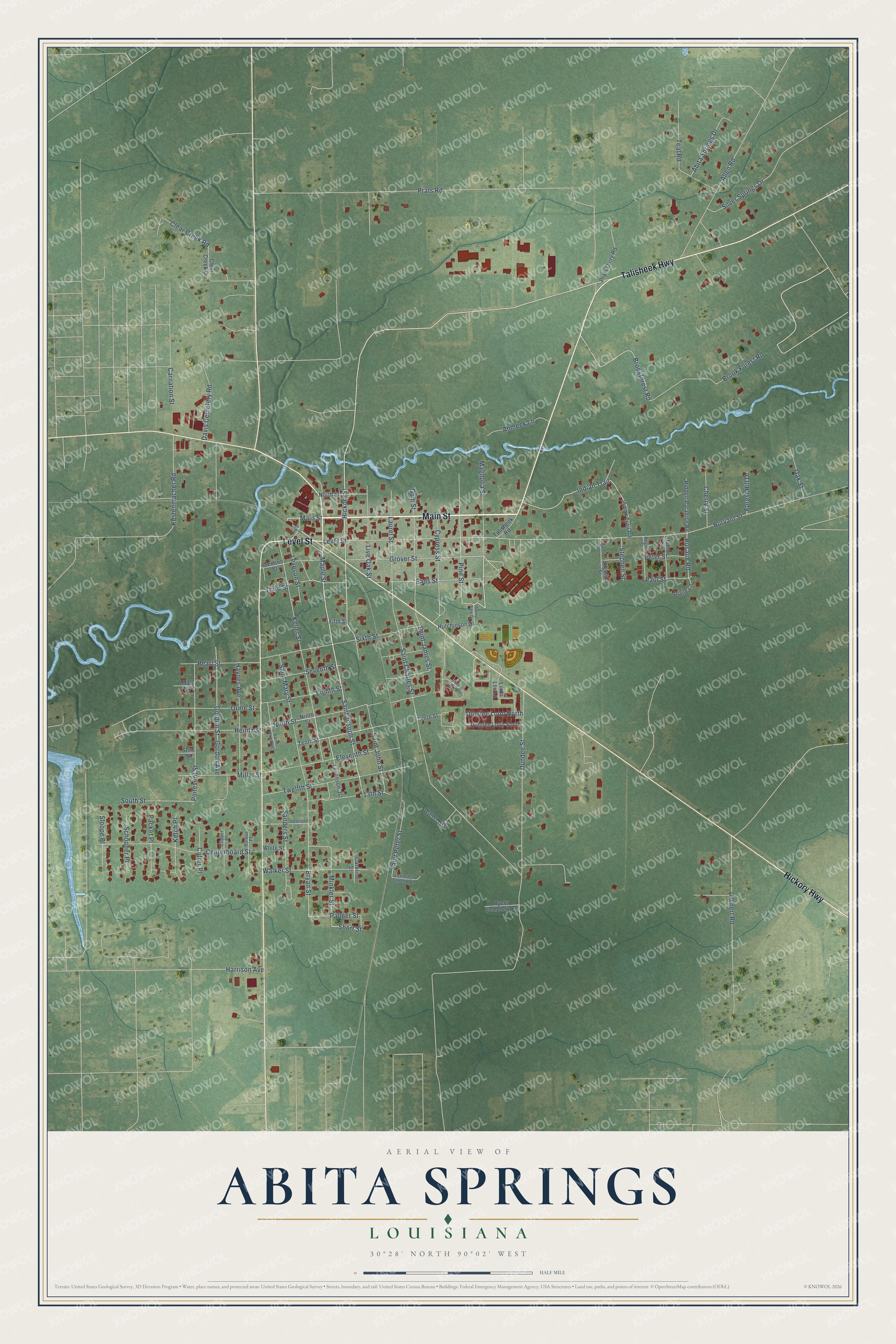 Watermarked full-map preview of Abita Springs, Louisiana