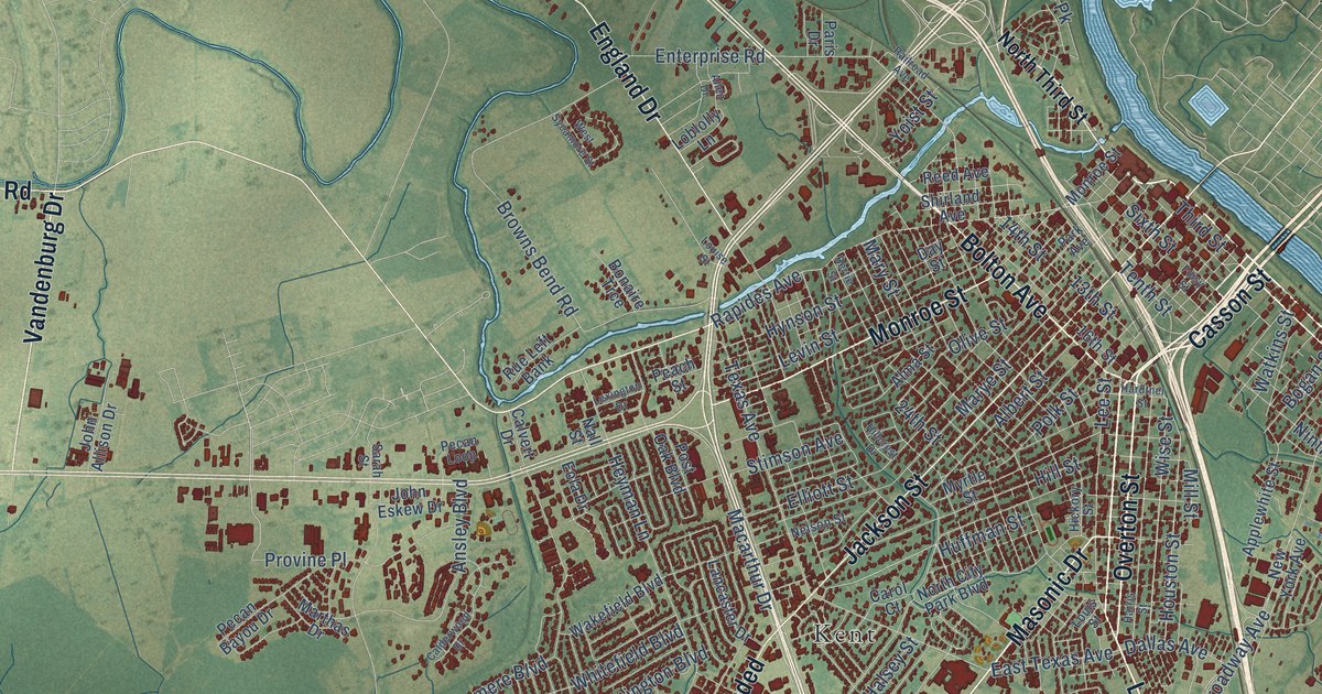 Map of Alexandria, Louisiana in 2026