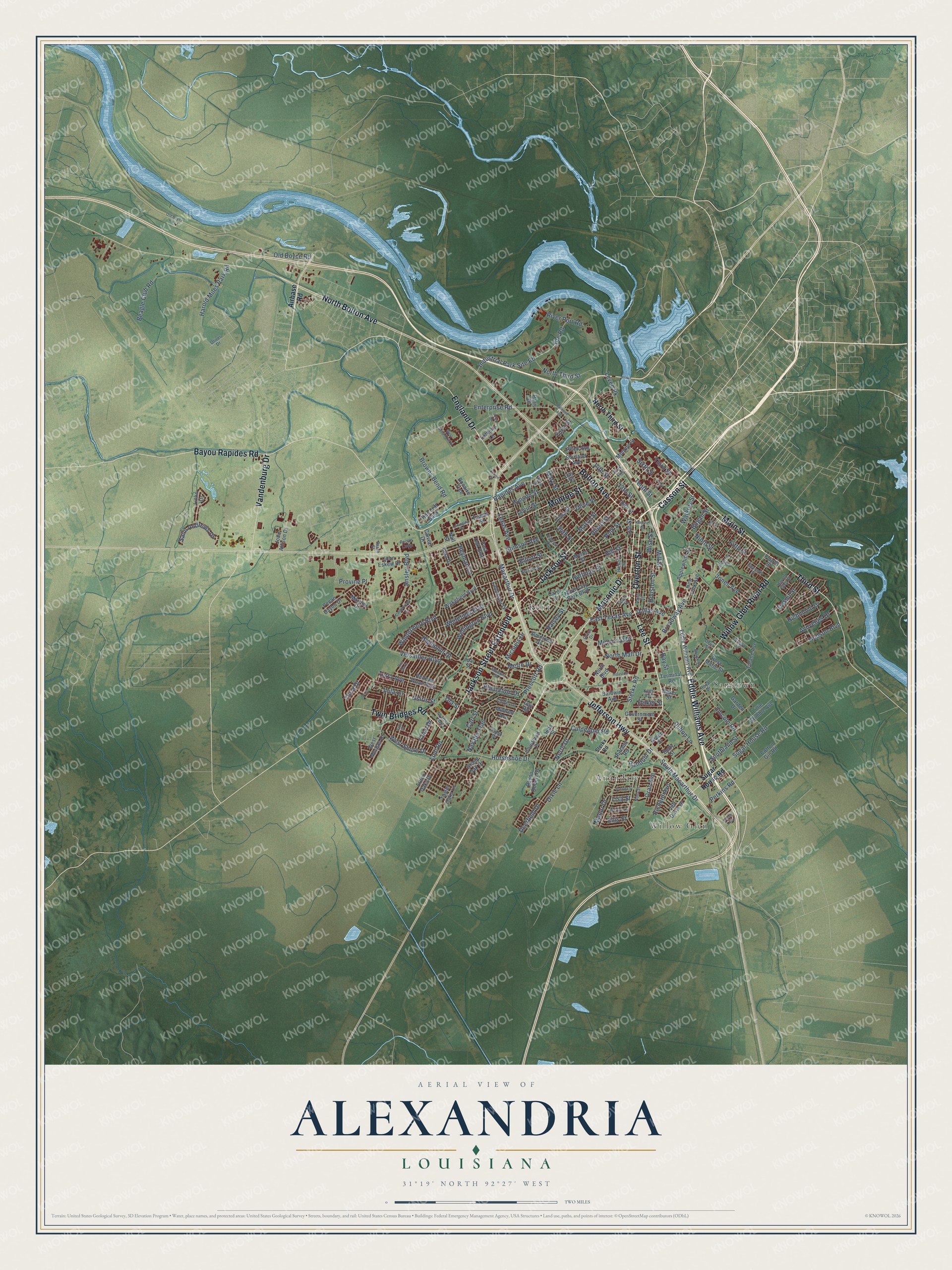 Watermarked full-map preview of Alexandria, Louisiana