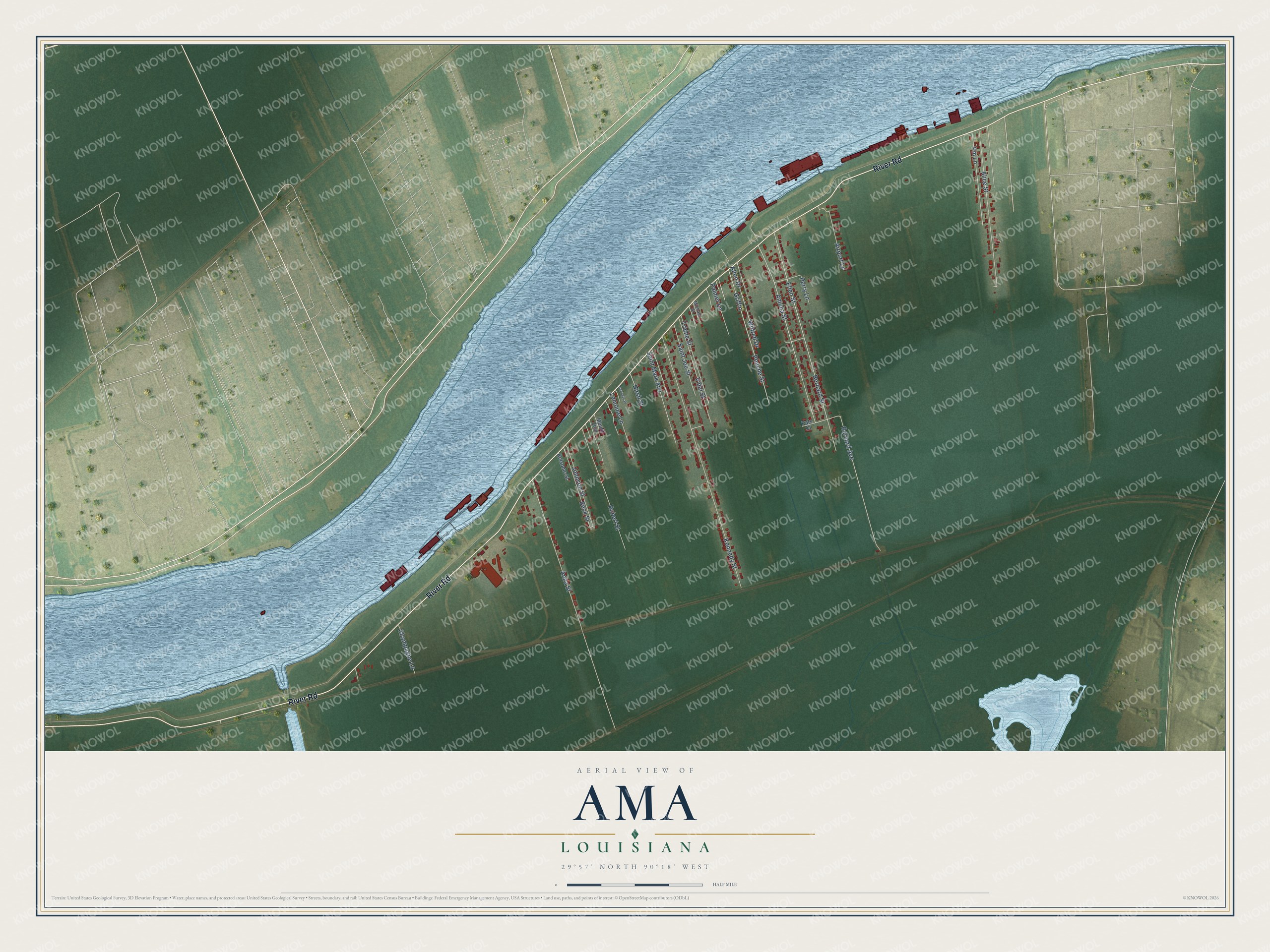 Watermarked full-map preview of Ama, Louisiana