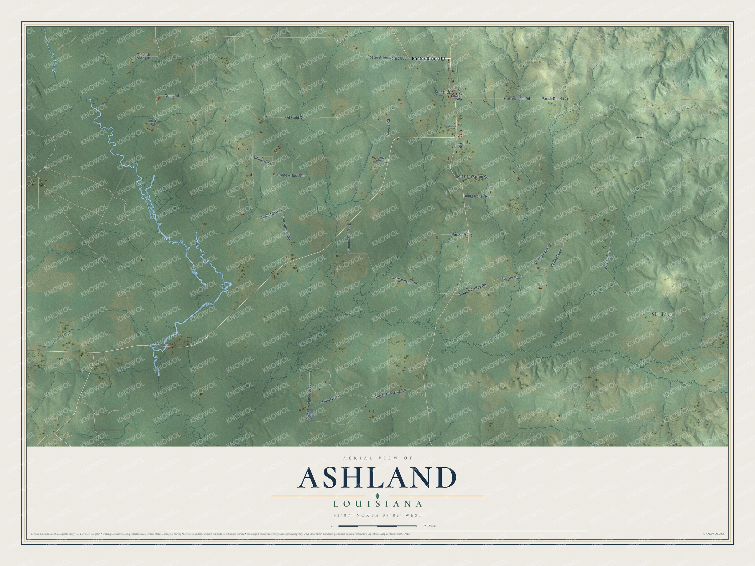 Watermarked full-map preview of Ashland, Louisiana