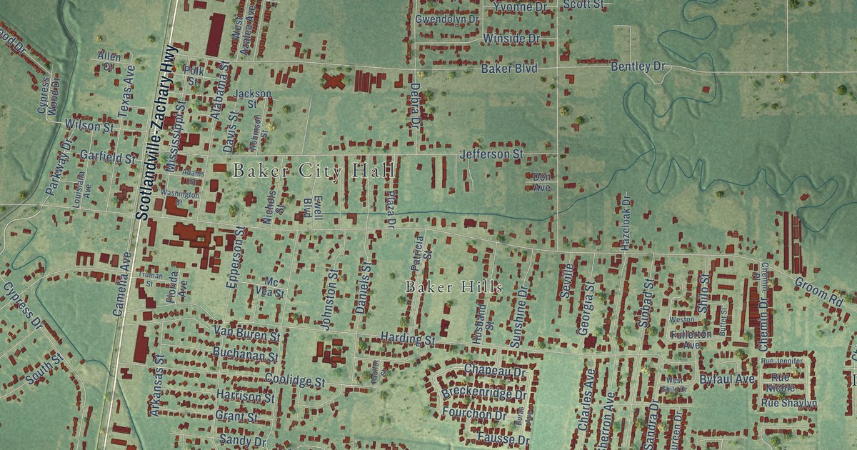 Map of Baker, Louisiana in 2026
