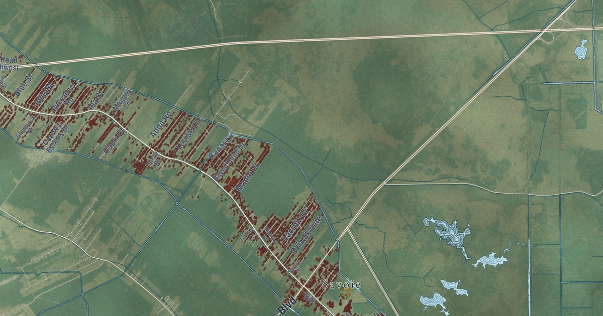 Map of Bayou Blue, Louisiana in 2026