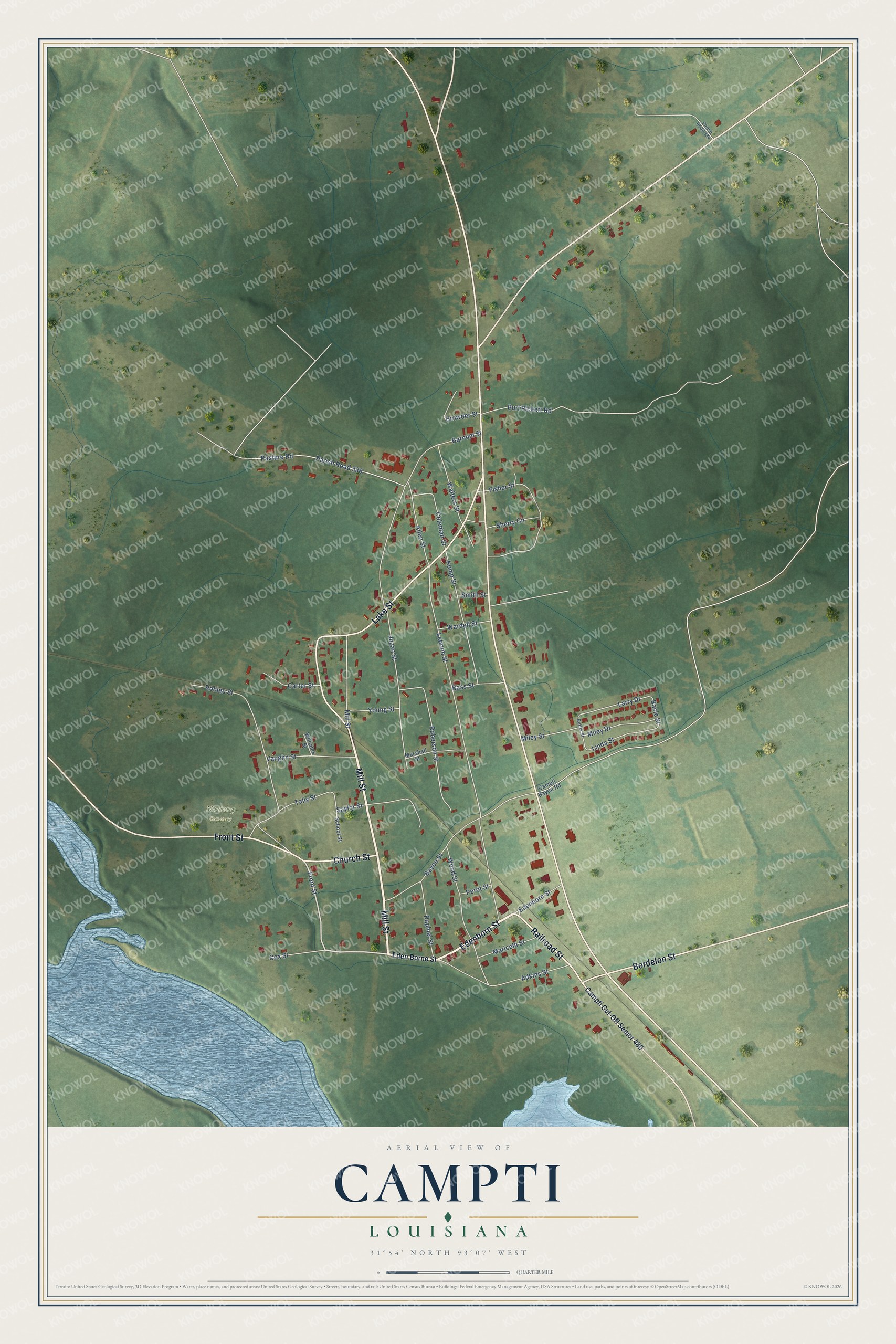 Watermarked full-map preview of Campti, Louisiana