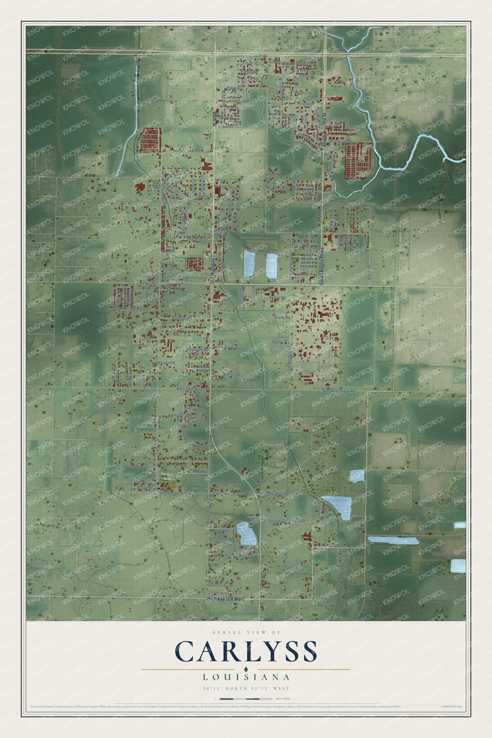 Watermarked full-map preview of Carlyss, Louisiana