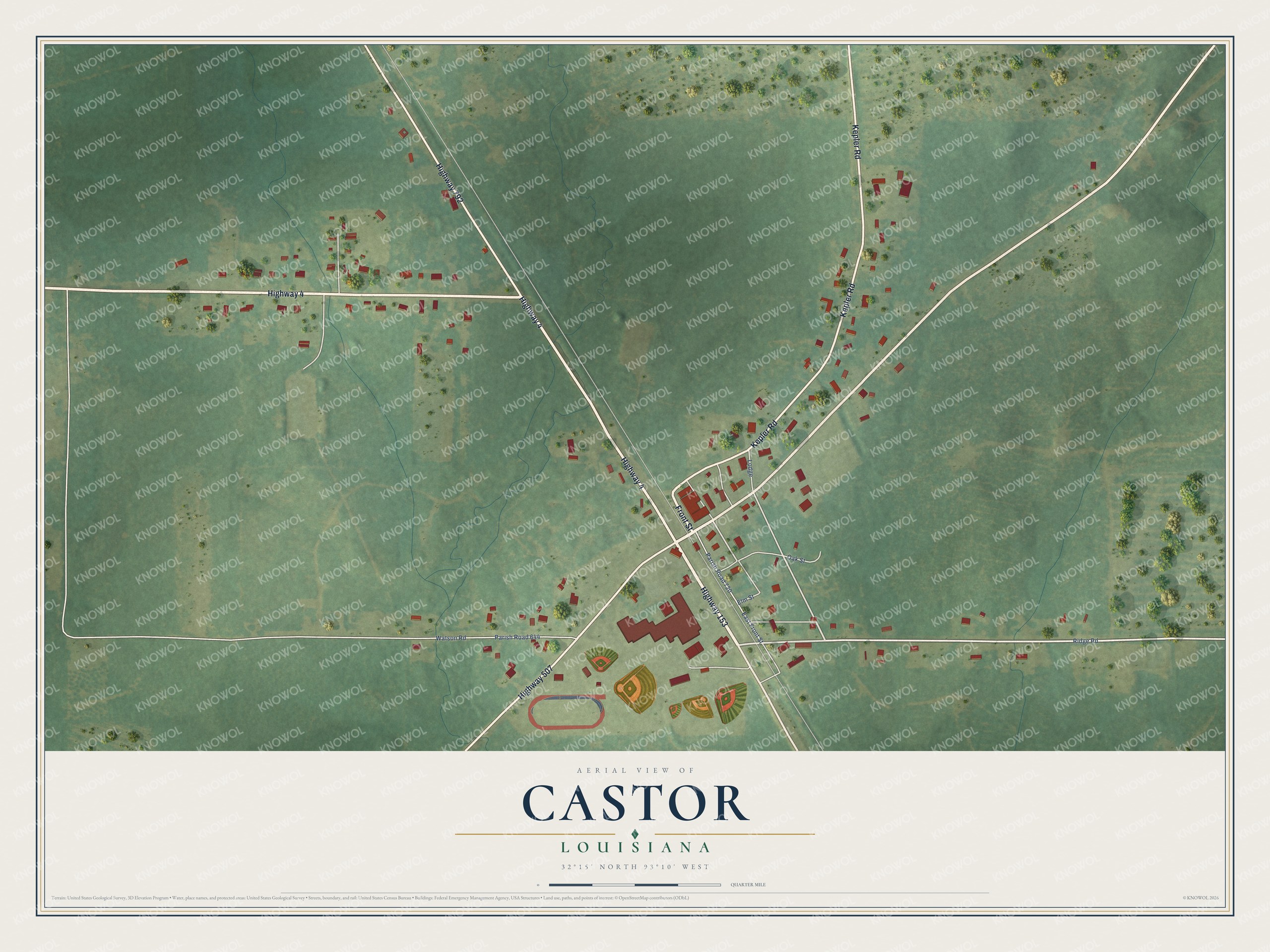 Watermarked full-map preview of Castor, Louisiana