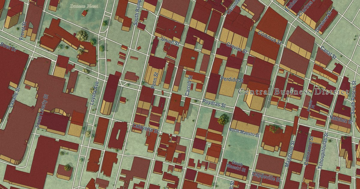 Map of Central Business District, Louisiana in 2026