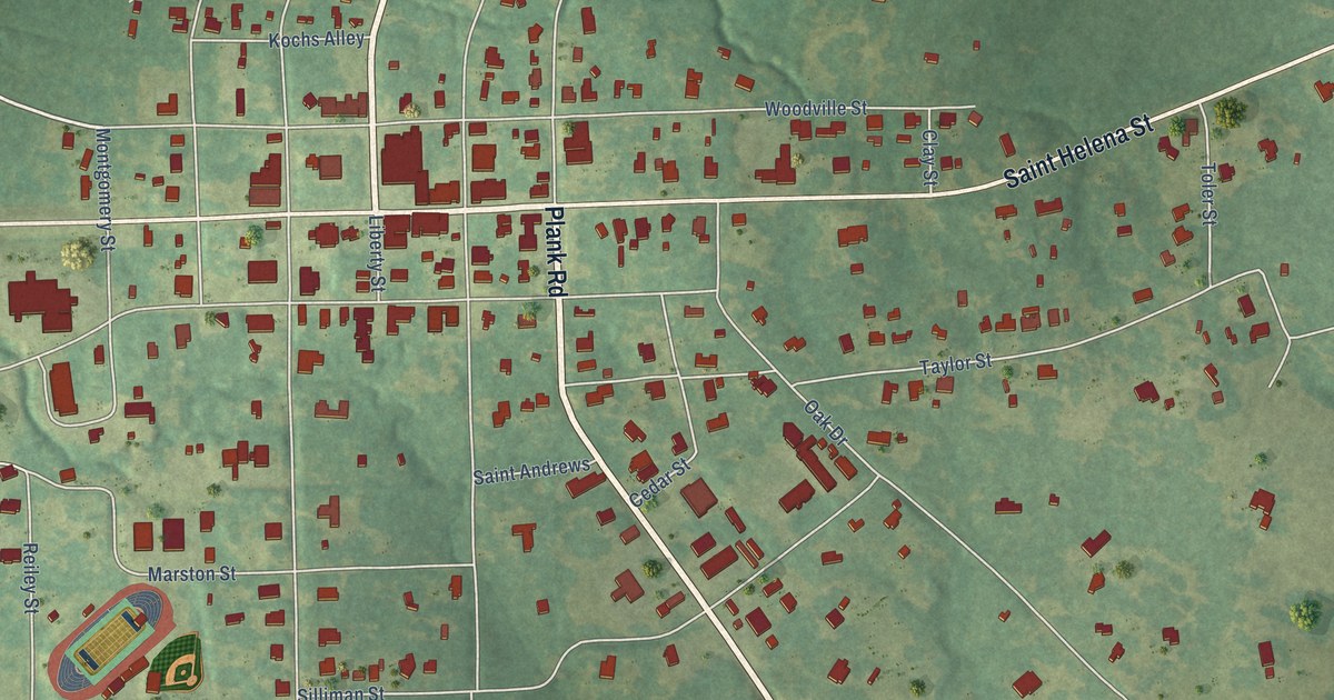 Map of Clinton, Louisiana in 2026