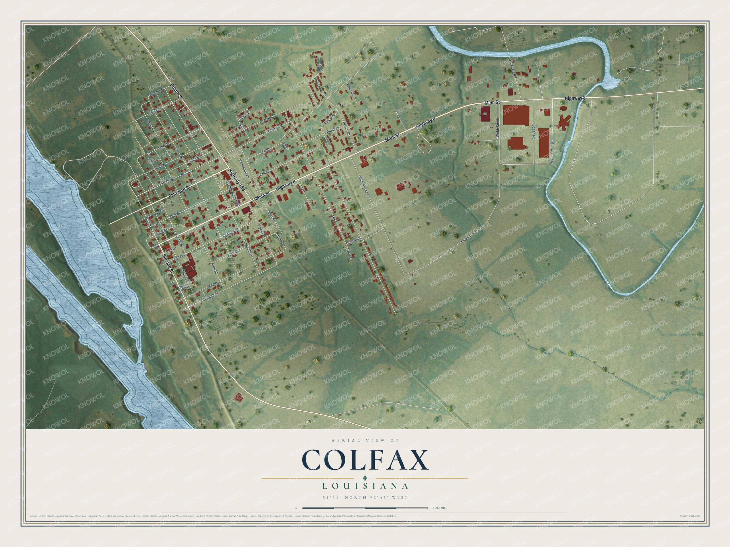 Watermarked full-map preview of Colfax, Louisiana