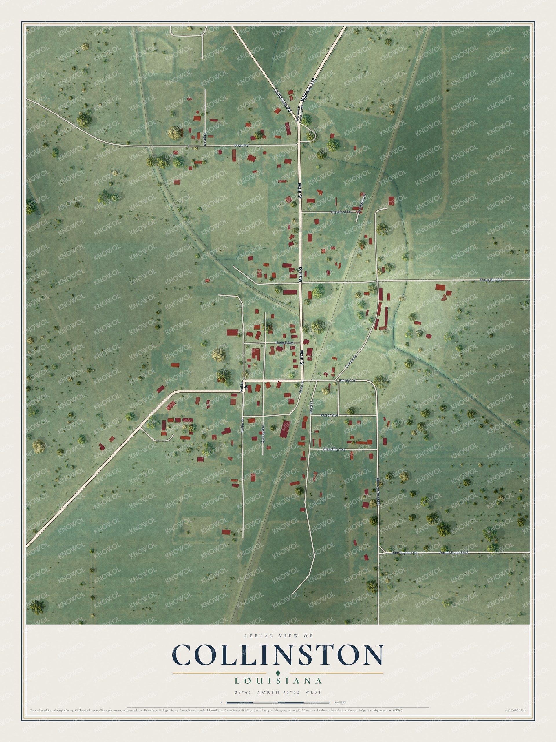 Watermarked full-map preview of Collinston, Louisiana