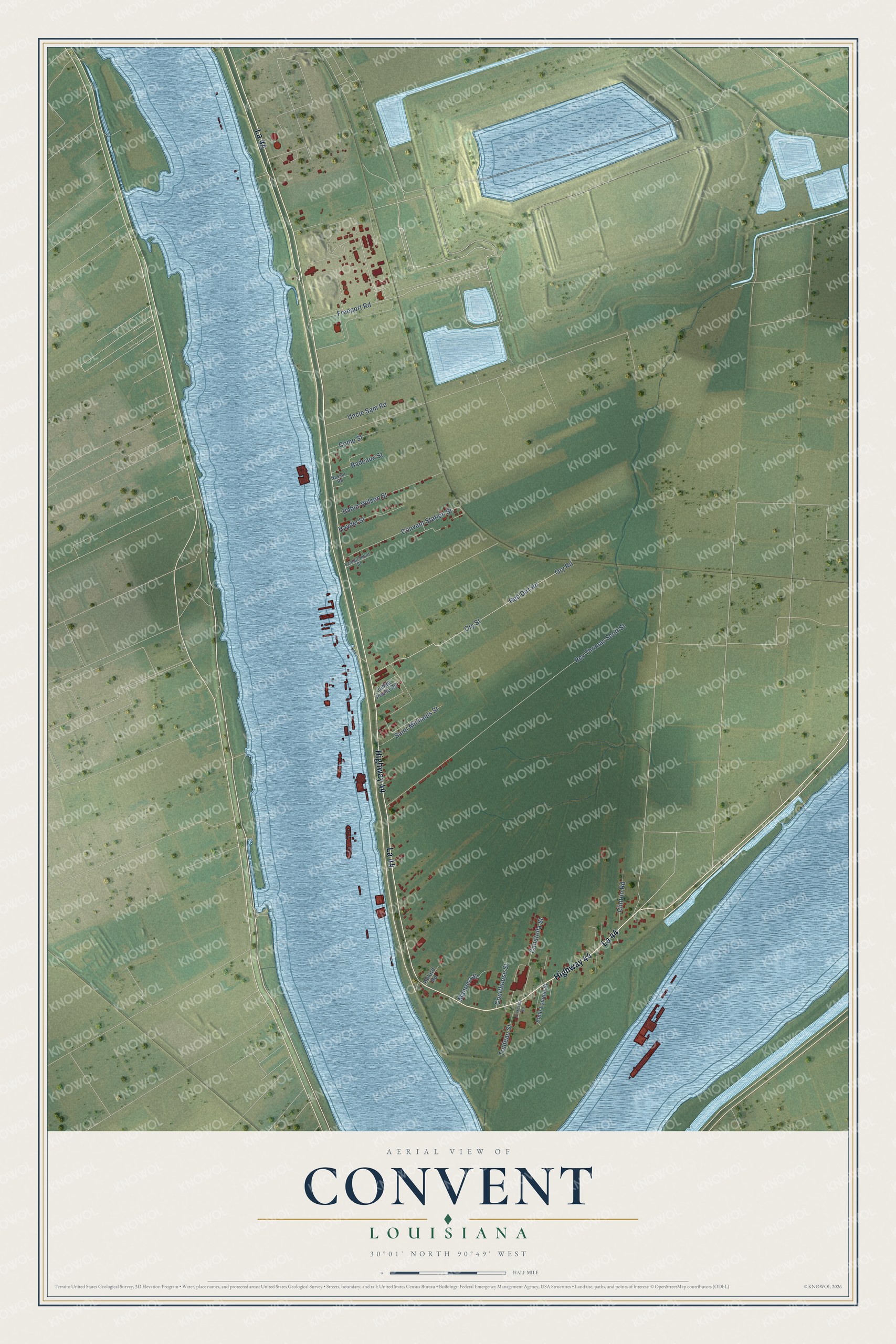 Watermarked full-map preview of Convent, Louisiana