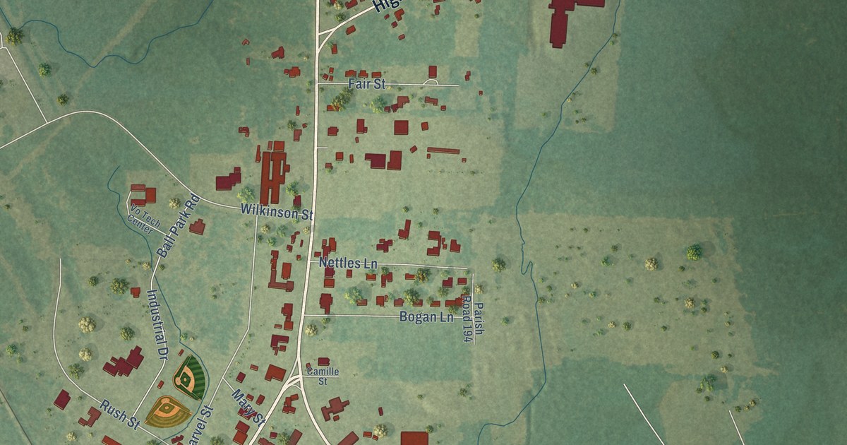 Map of Coushatta, Louisiana in 2026