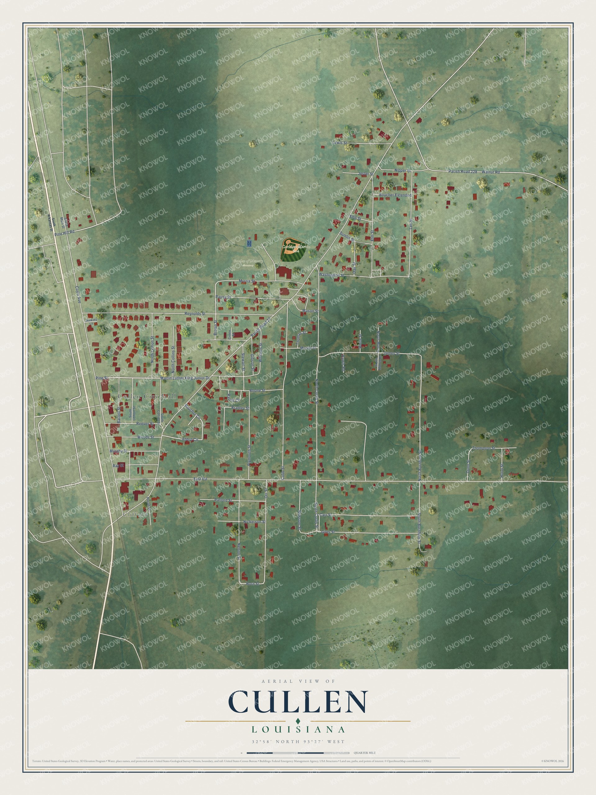 Watermarked full-map preview of Cullen, Louisiana