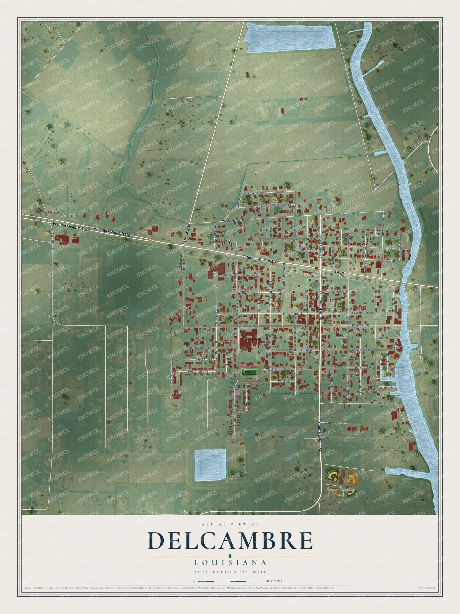 Watermarked full-map preview of Delcambre, Louisiana