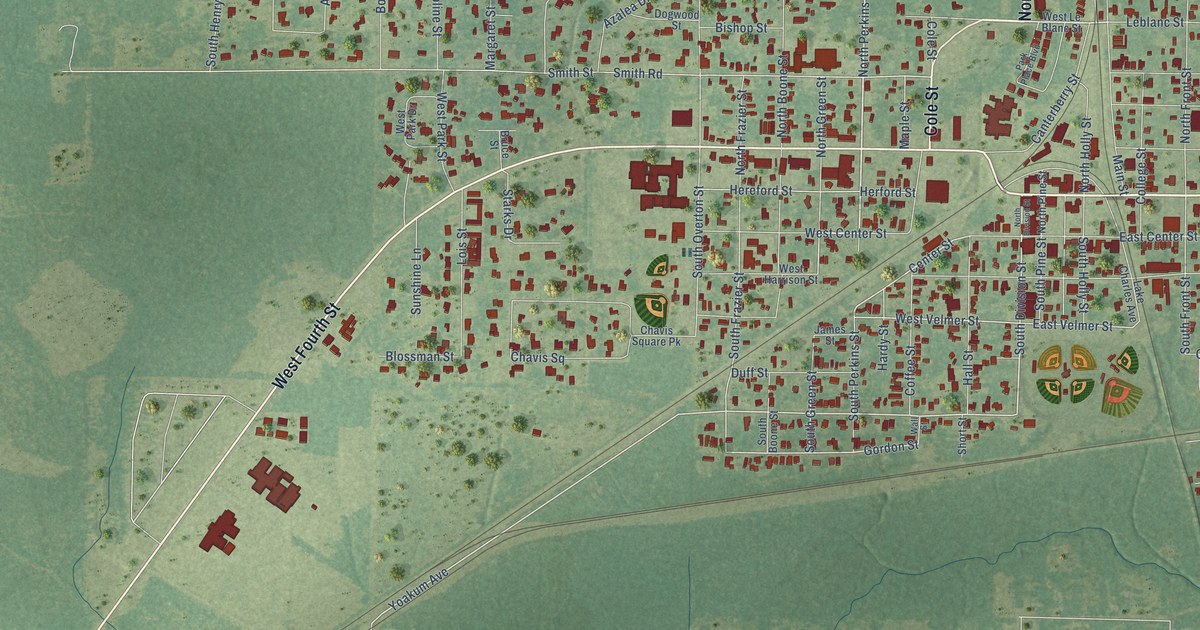 Map of DeQuincy, Louisiana in 2026