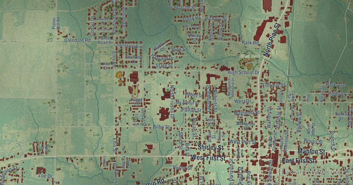 Map of DeRidder, Louisiana in 2026