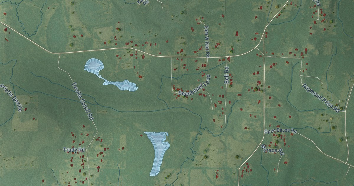 Map of Deville, Louisiana in 2026
