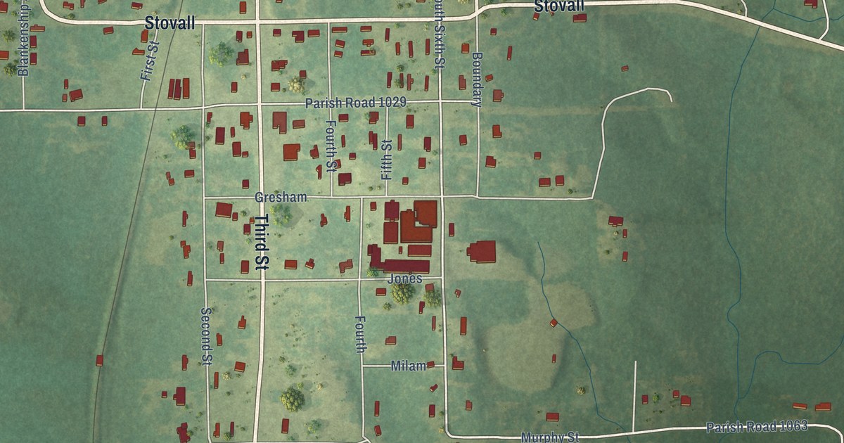 Map of Dodson, Louisiana in 2026