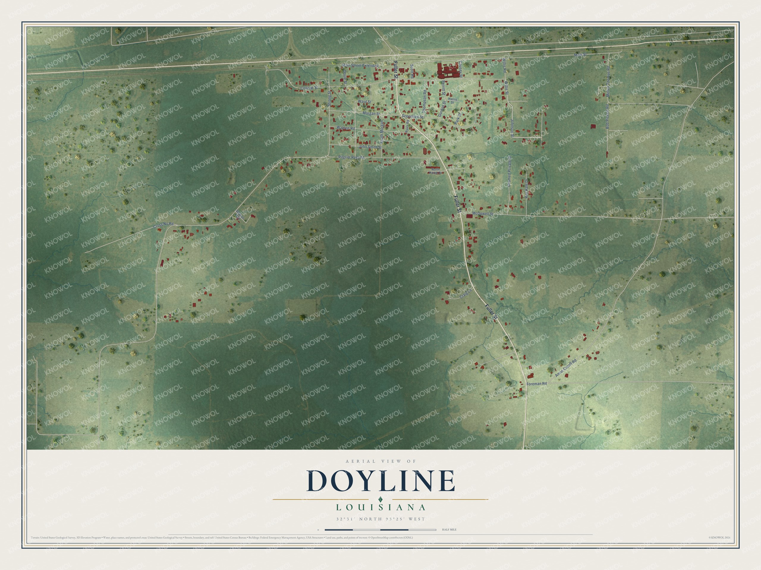 Watermarked full-map preview of Doyline, Louisiana