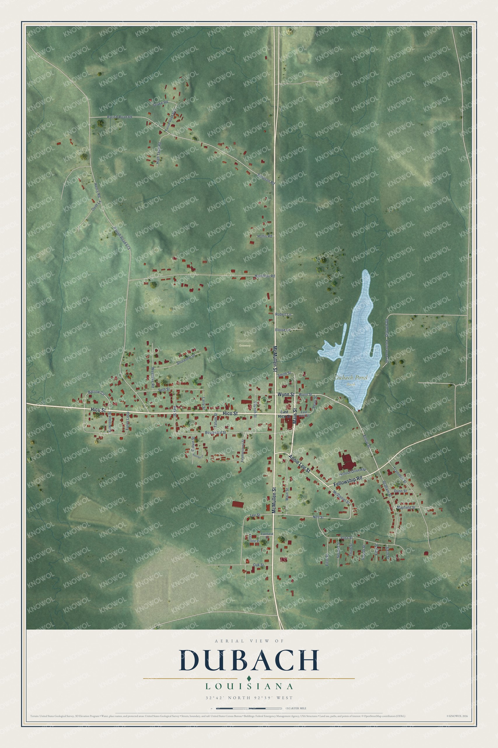 Watermarked full-map preview of Dubach, Louisiana