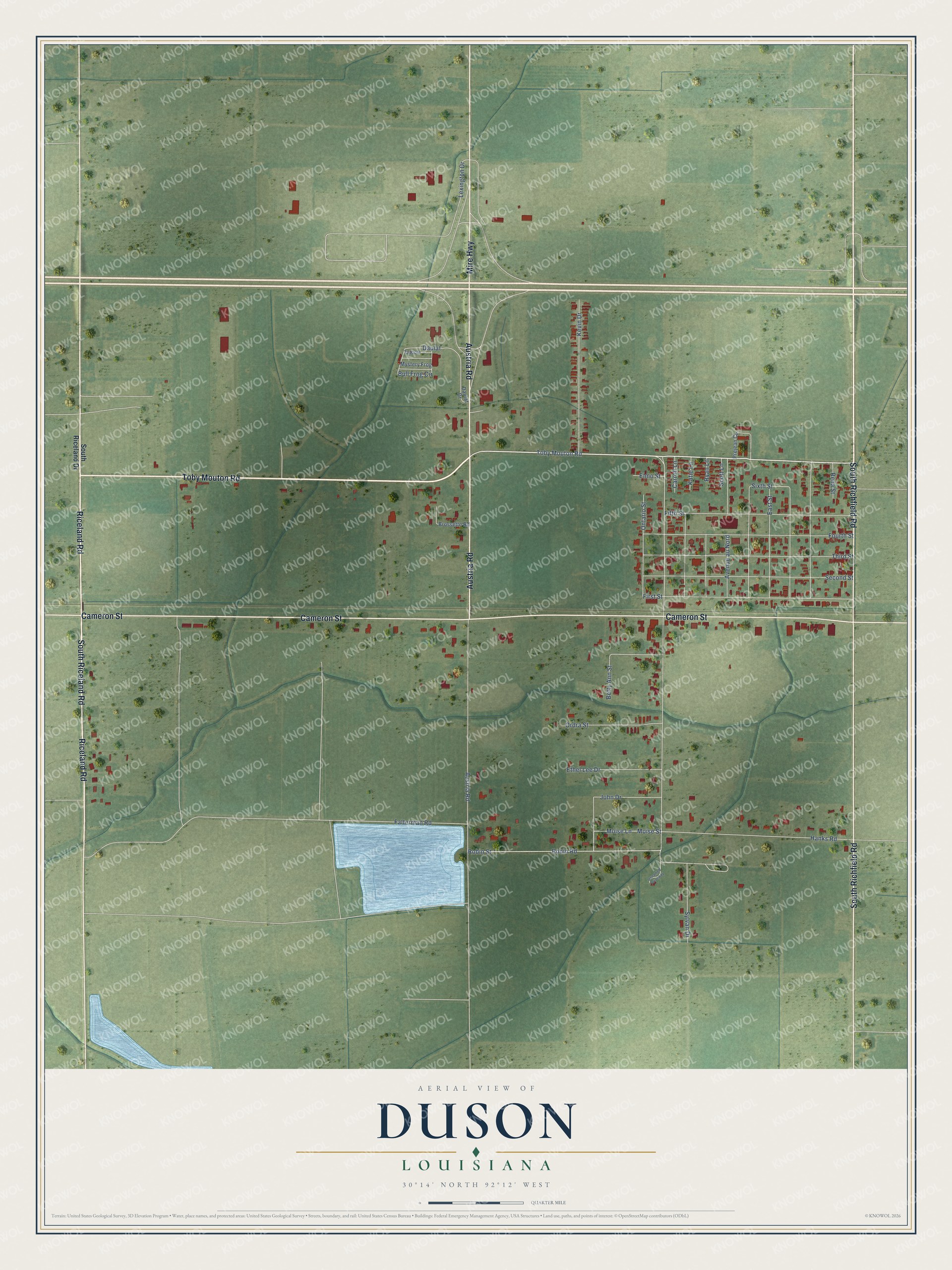 Watermarked full-map preview of Duson, Louisiana