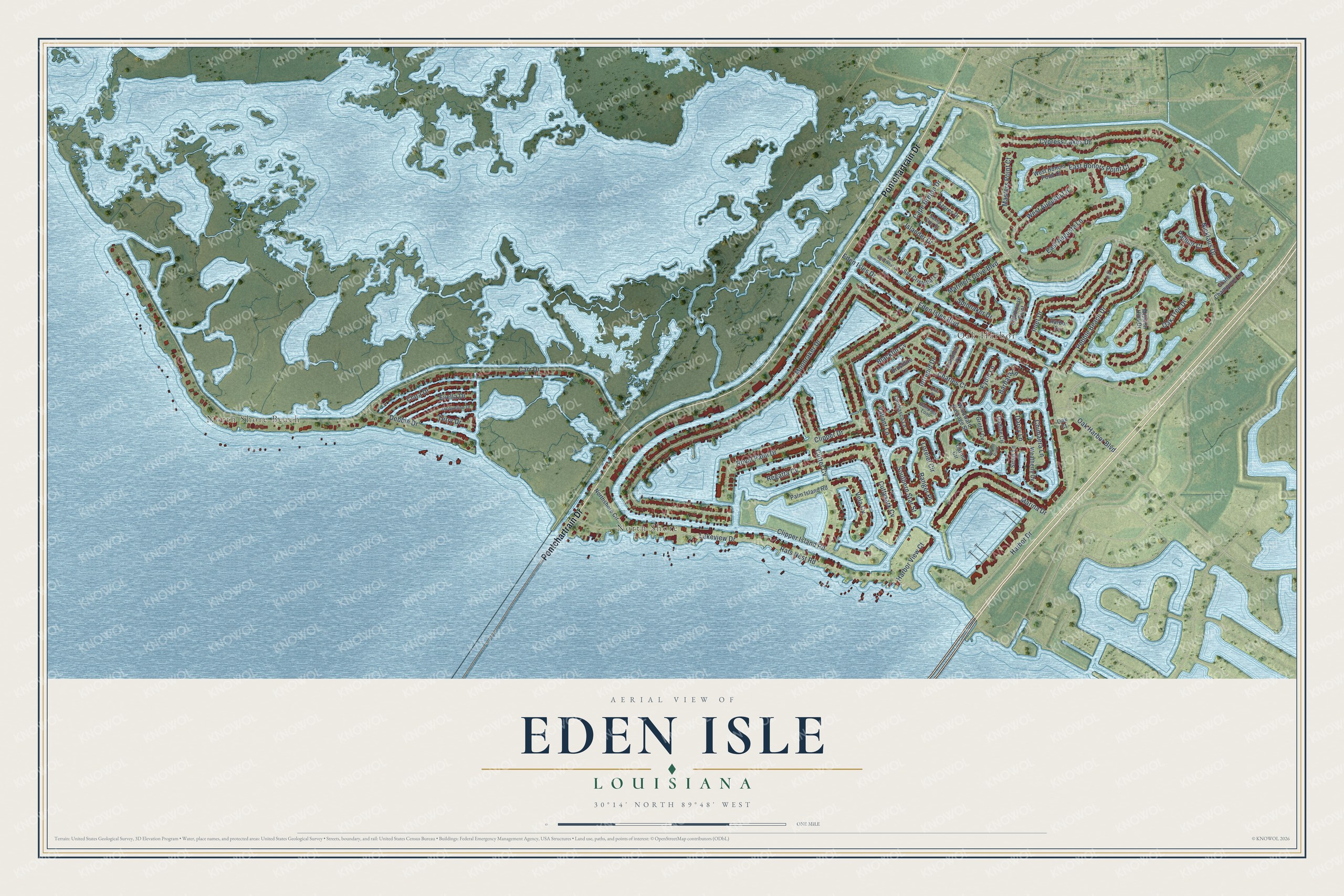 Watermarked full-map preview of Eden Isle, Louisiana