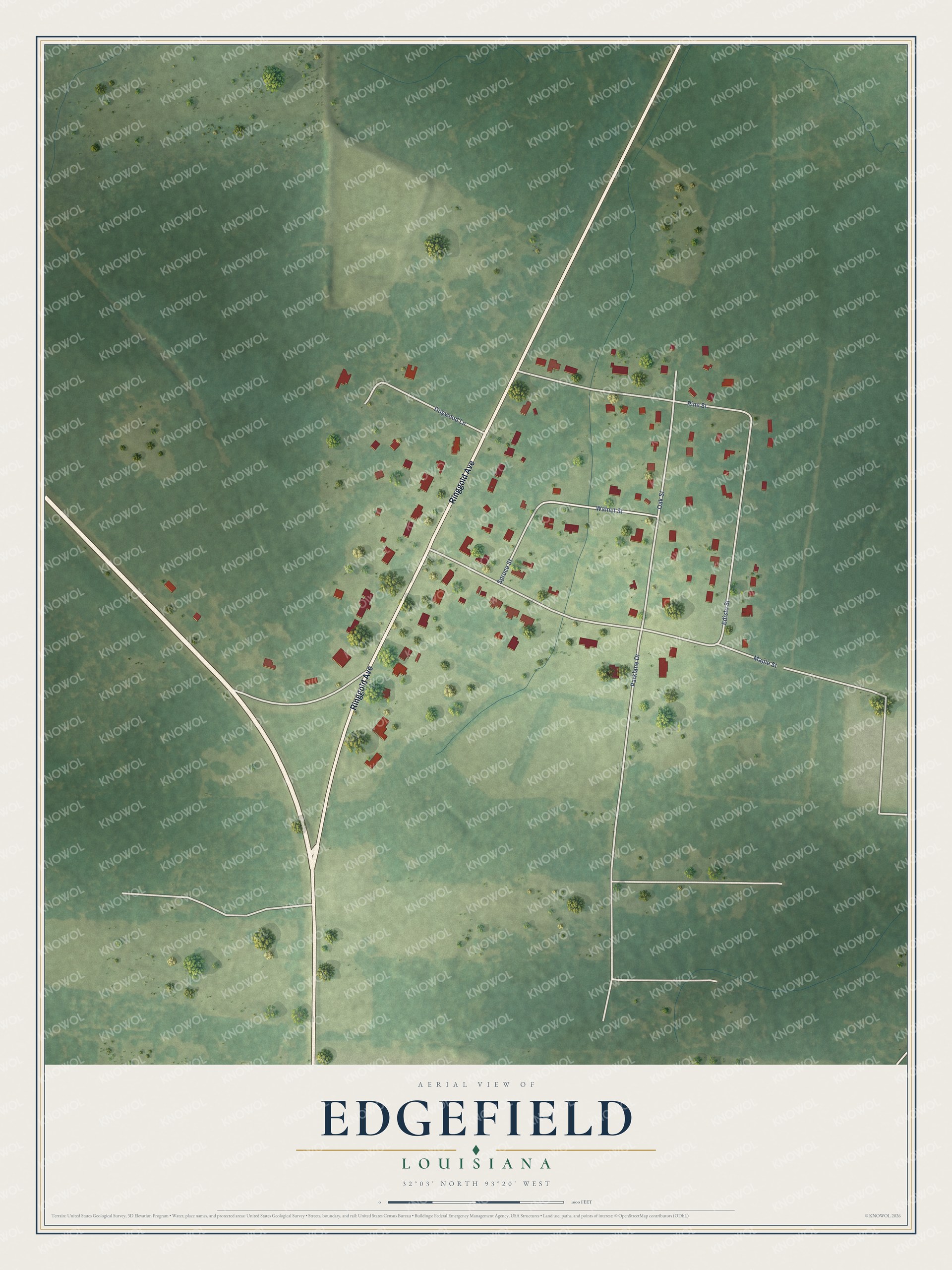 Watermarked full-map preview of Edgefield, Louisiana