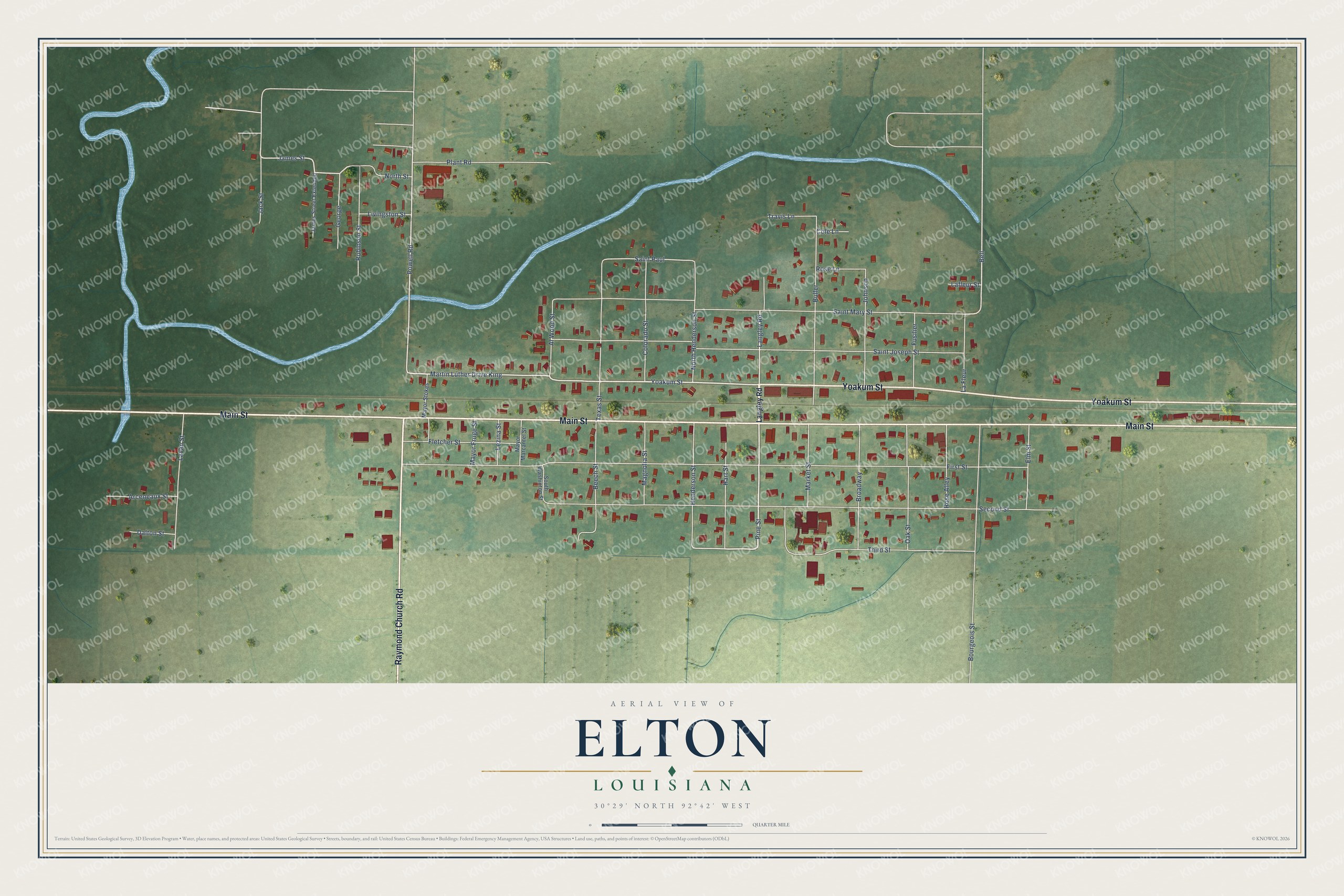 Watermarked full-map preview of Elton, Louisiana