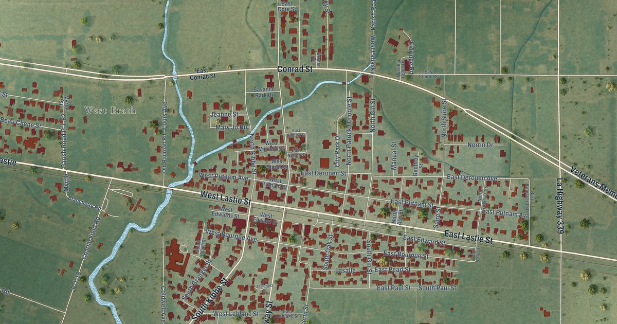 Map of Erath, Louisiana in 2026