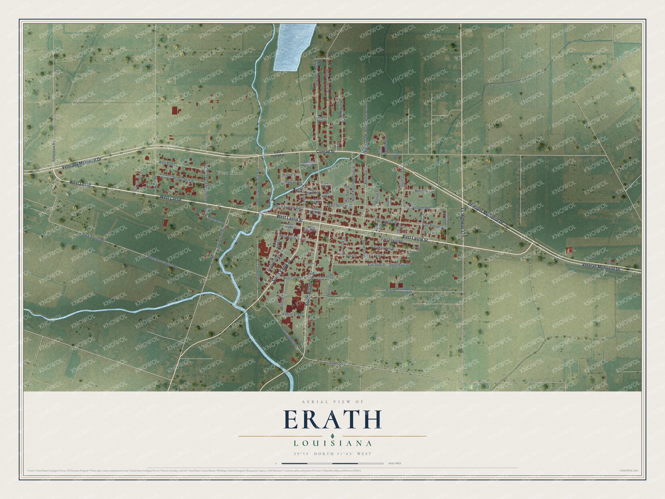 Watermarked full-map preview of Erath, Louisiana